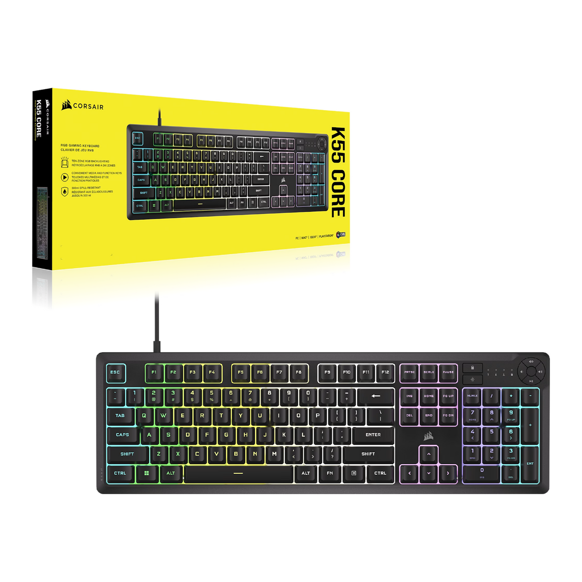 Corsair K55 CORE RGB Gaming Keyboard - Black-5