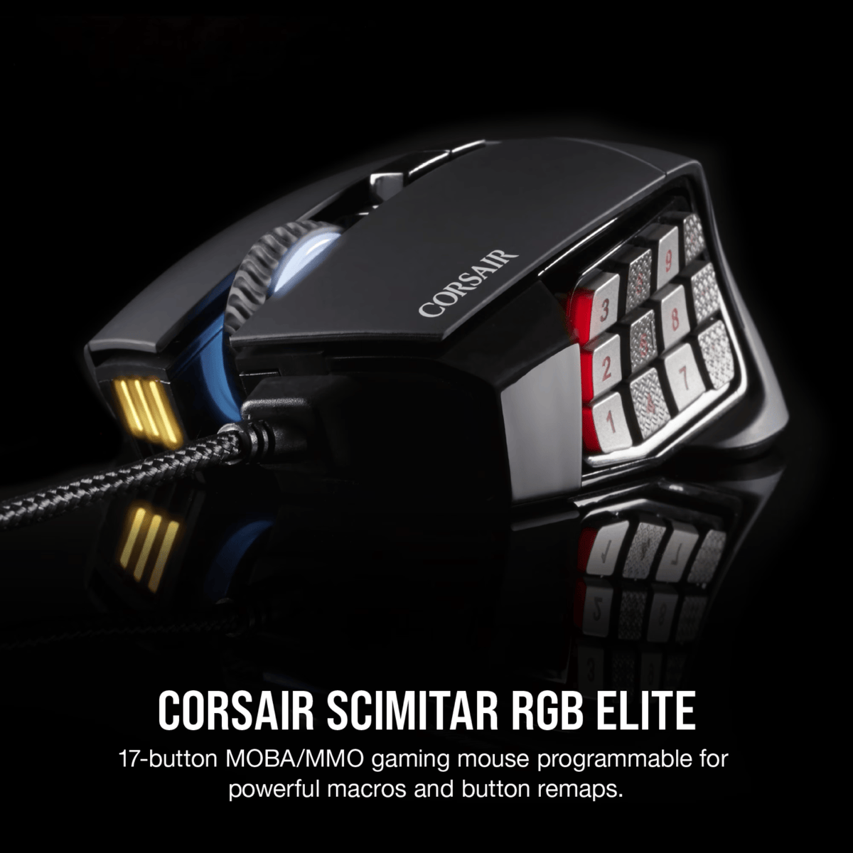 Corsair SCIMITAR RGB ELITE Optical 18 000 DPI MOBA/MMO Gaming Mouse - Black-2