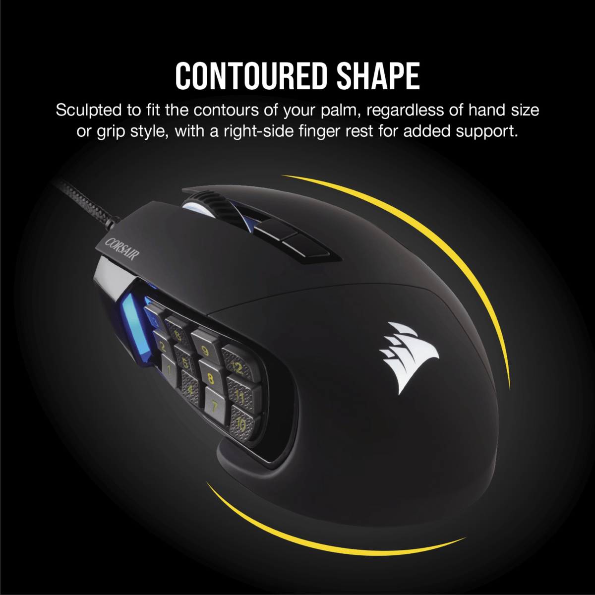 Corsair SCIMITAR RGB ELITE Optical 18 000 DPI MOBA/MMO Gaming Mouse - Black-3