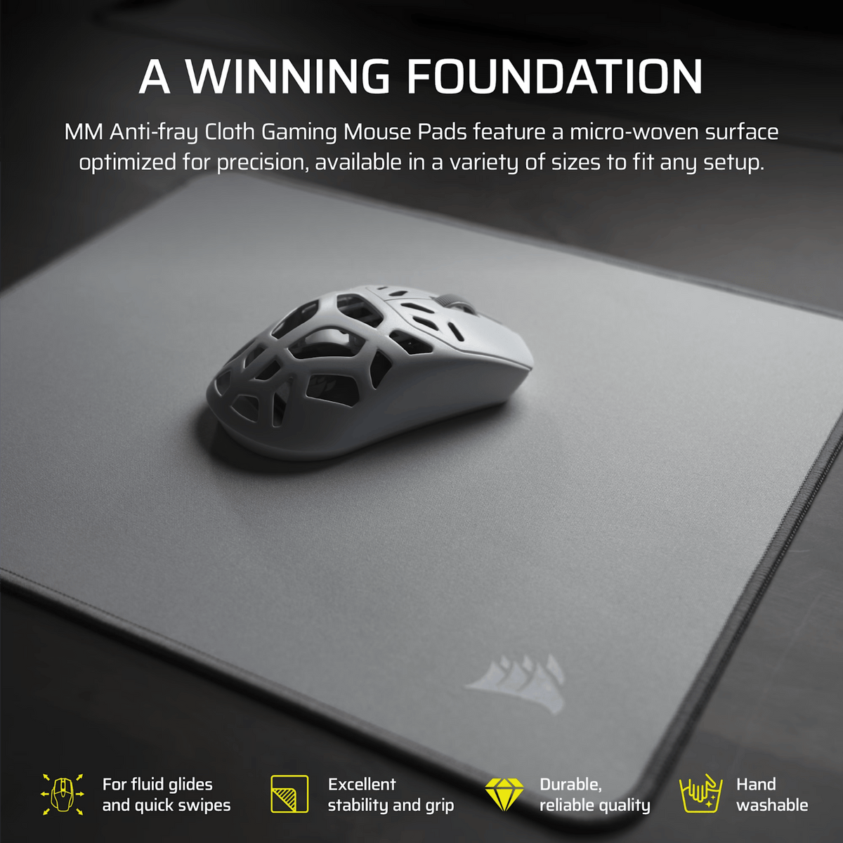 Corsair MM Anti-fray Cloth Medium Gaming Mouse Pad – Gray-5
