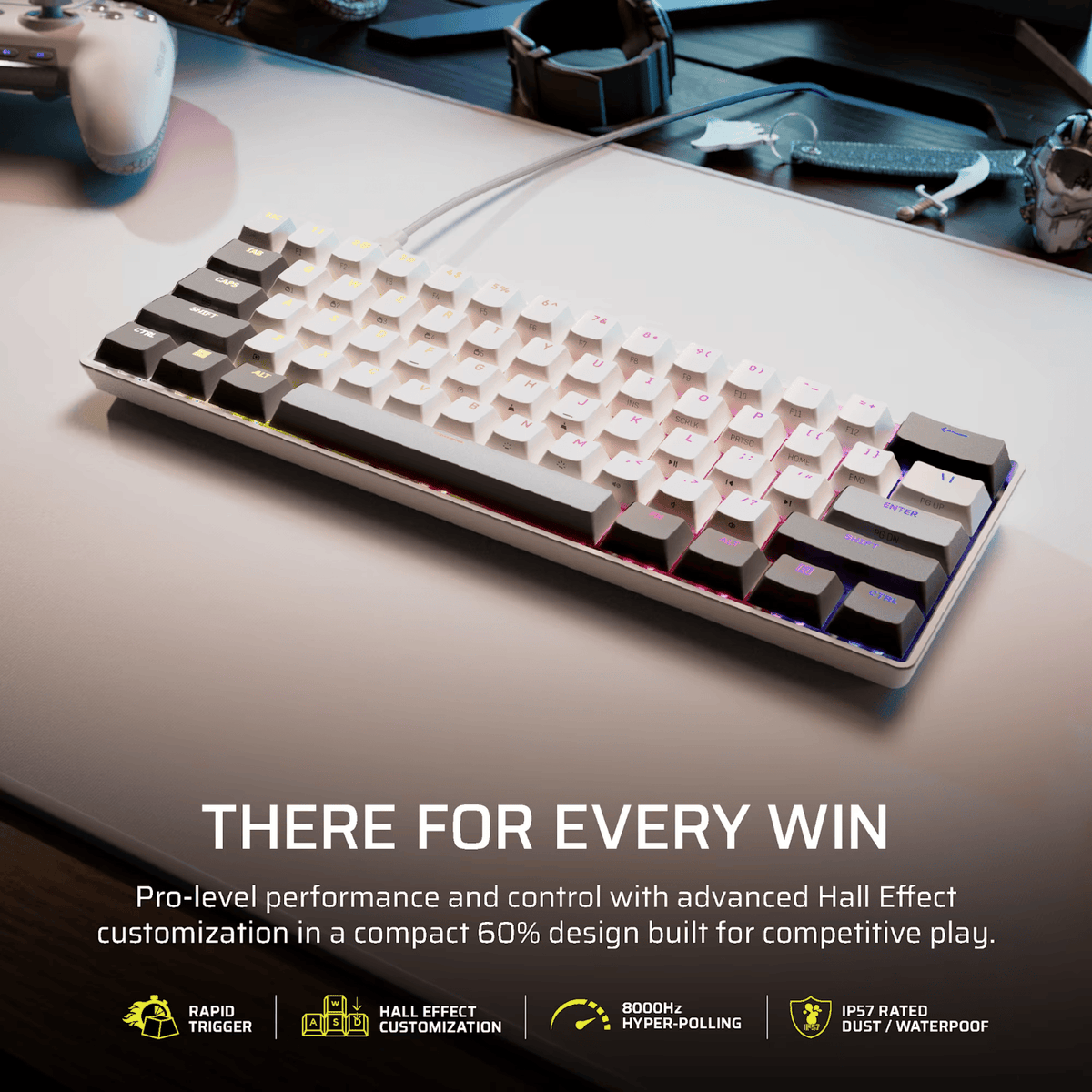 Corsair CLIPPER PRO MINI 60 Hall Effect Gaming Keyboard – White-1