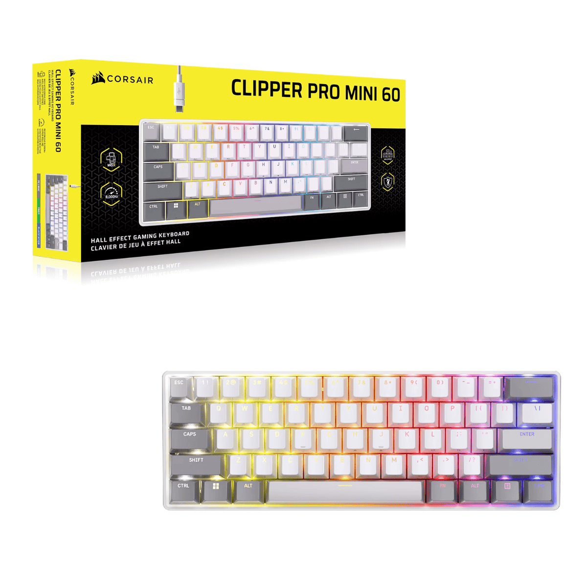 Corsair CLIPPER PRO MINI 60 Hall Effect Gaming Keyboard – White-6