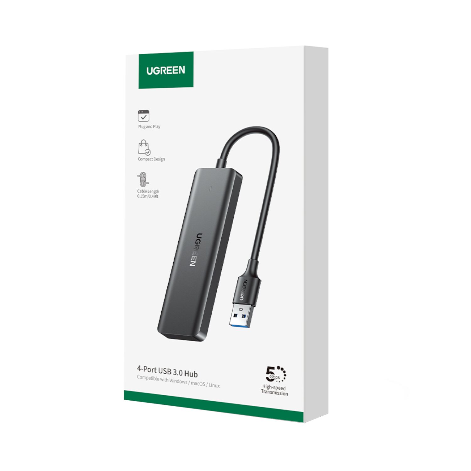 UGREEN 4-in-1 USB 3.0 Hub - High-Speed 5Gbps Data Transfer - Grey-5