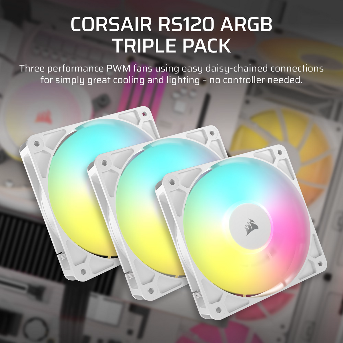 Corsair RS120 ARGB 120mm PWM Fans Triple Pack - White-4