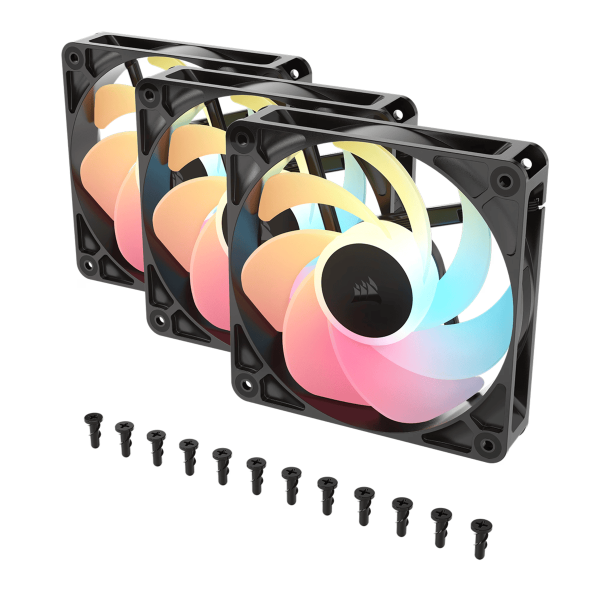 Corsair RS120-R ARGB 120mm PWM Reverse Fans Triple Pack - Black-1
