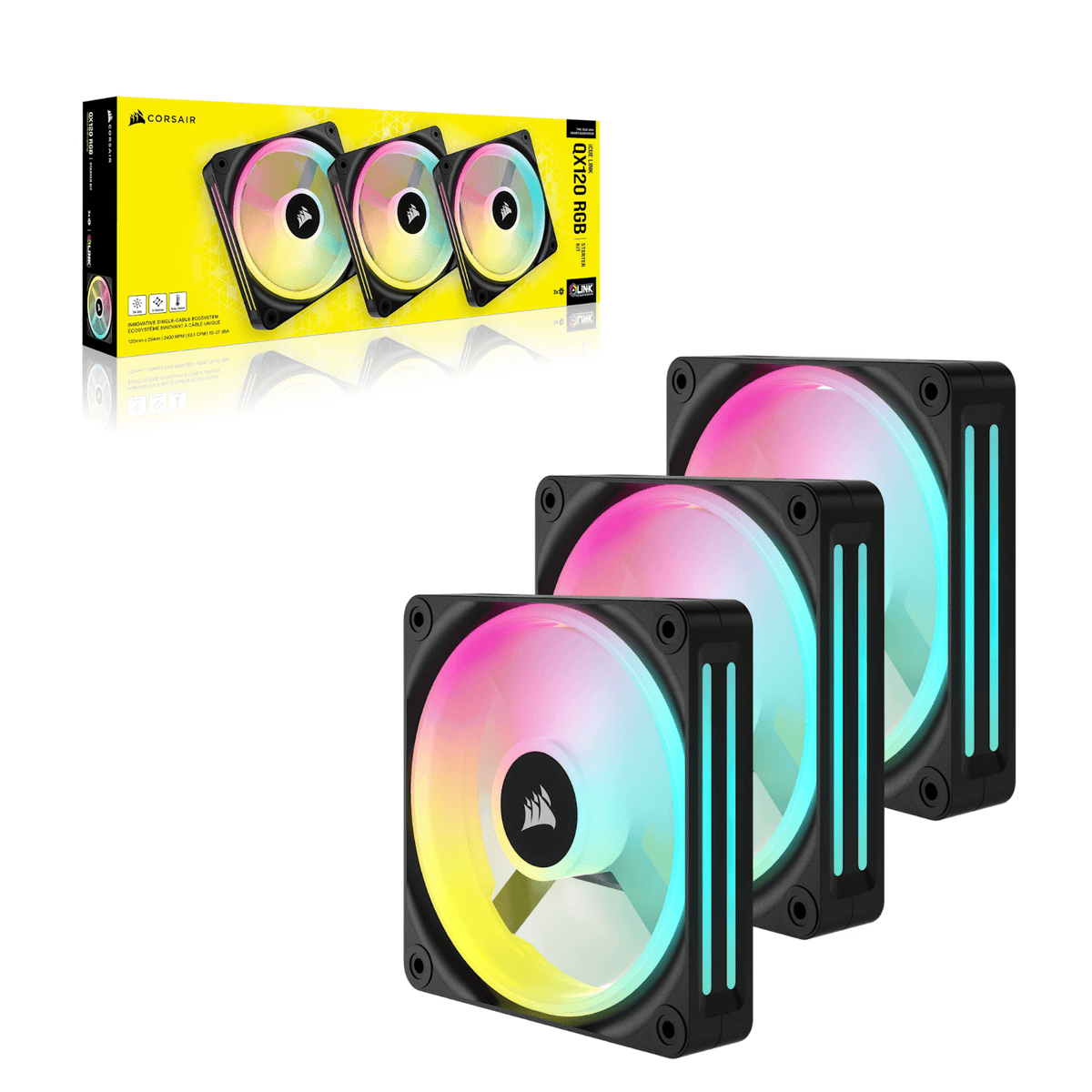 Corsair iCUE LINK QX120 RGB 120mm PWM PC Fans Starter Kit with iCUE LINK System Hub-3