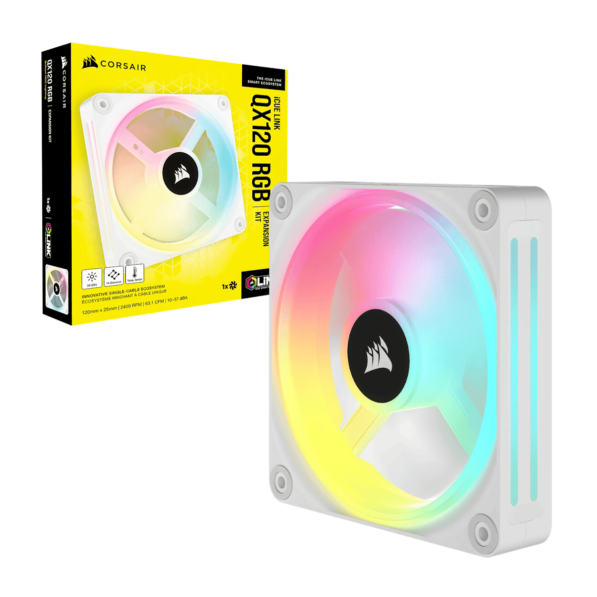 Corsair iCUE LINK QX120 RGB 120mm PWM PC Fan Expansion Kit - White-3