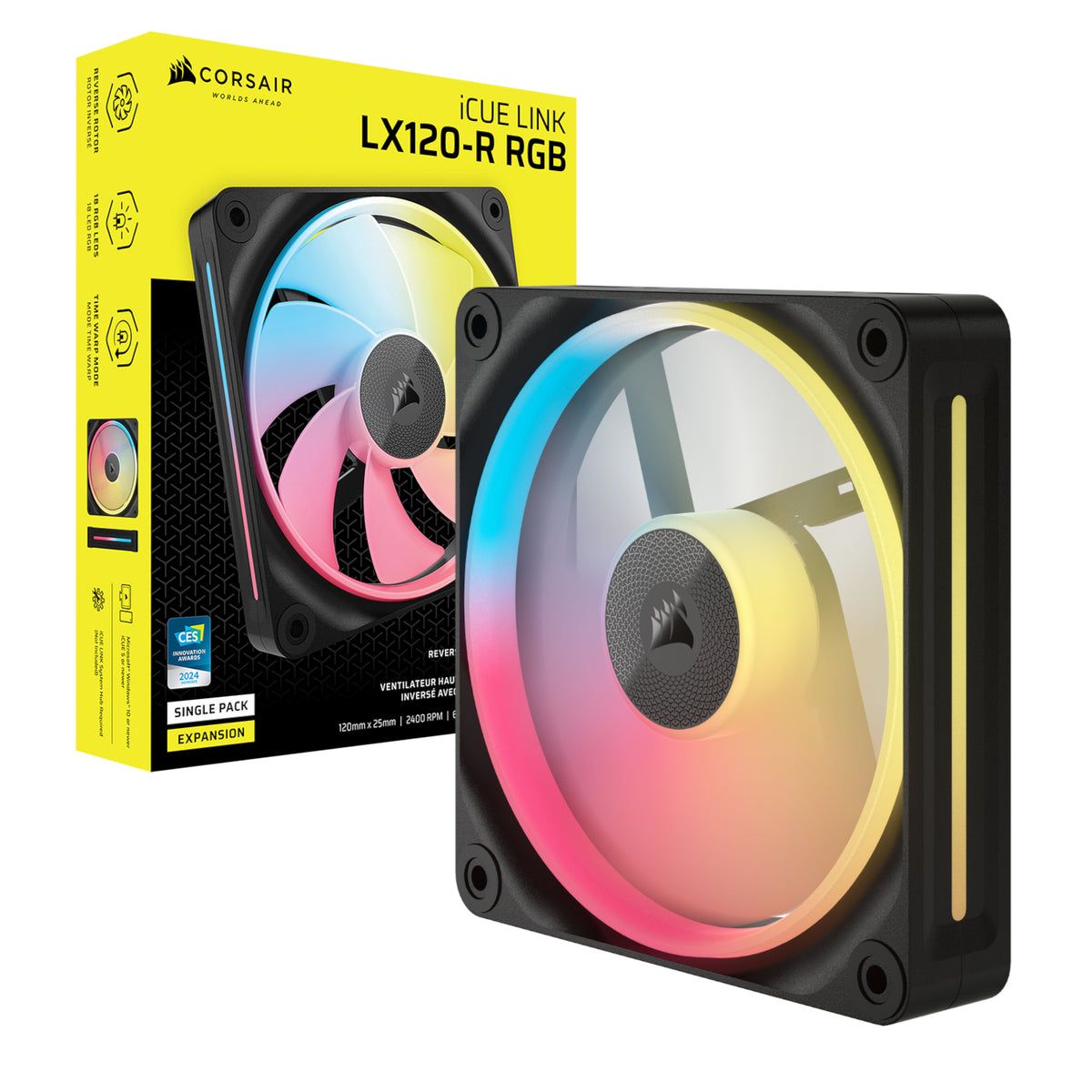 Corsair iCUE LINK LX120-R RGB 120mm PWM Reverse Fan Expansion - Black-4