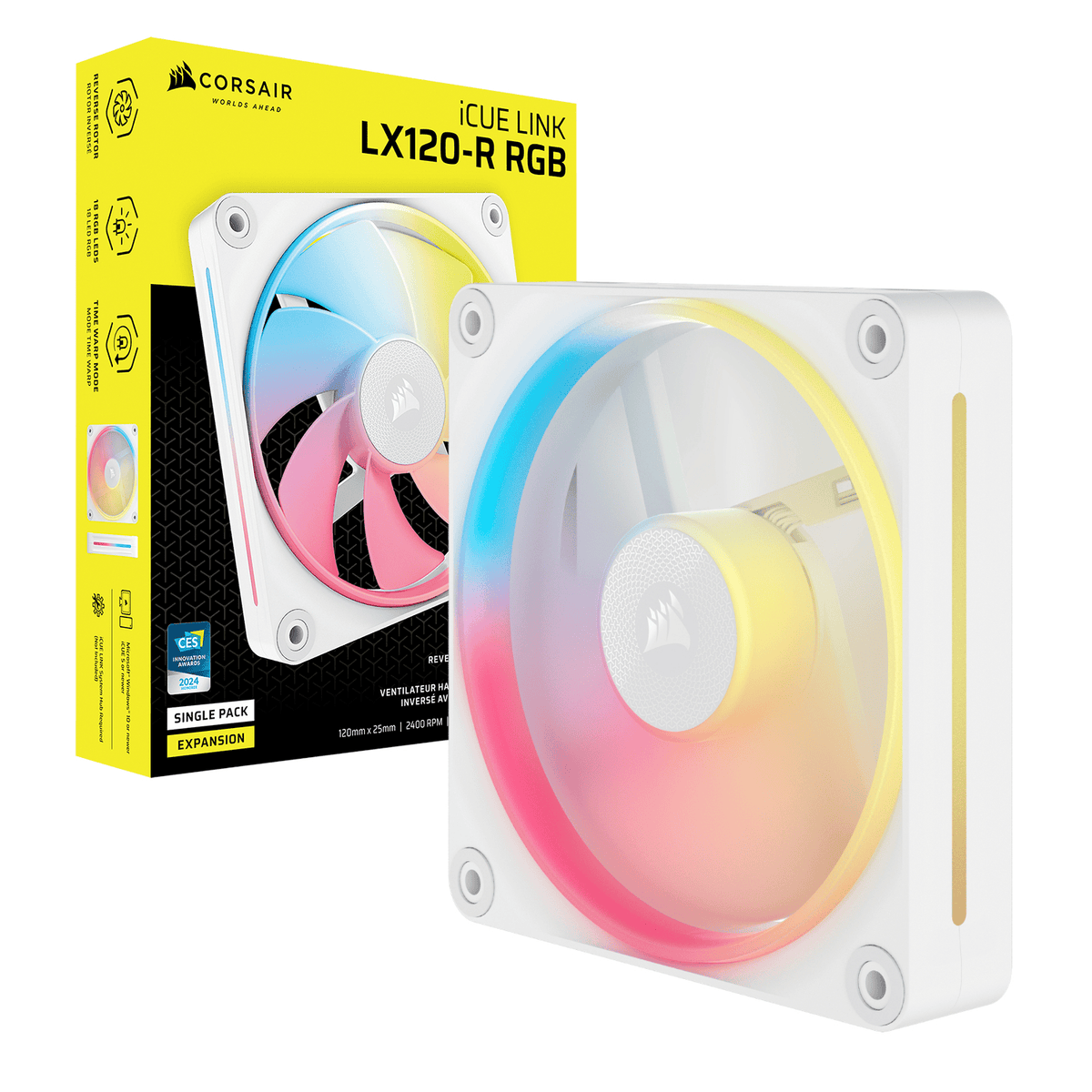 Corsair iCUE LINK LX120-R RGB 120mm PWM Reverse Fan Expansion – White-4