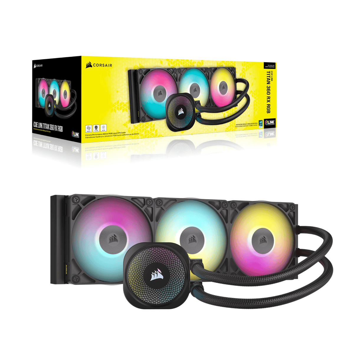 Corsair iCUE LINK TITAN 360 RX RGB AIO Liquid CPU Cooler - Black-4