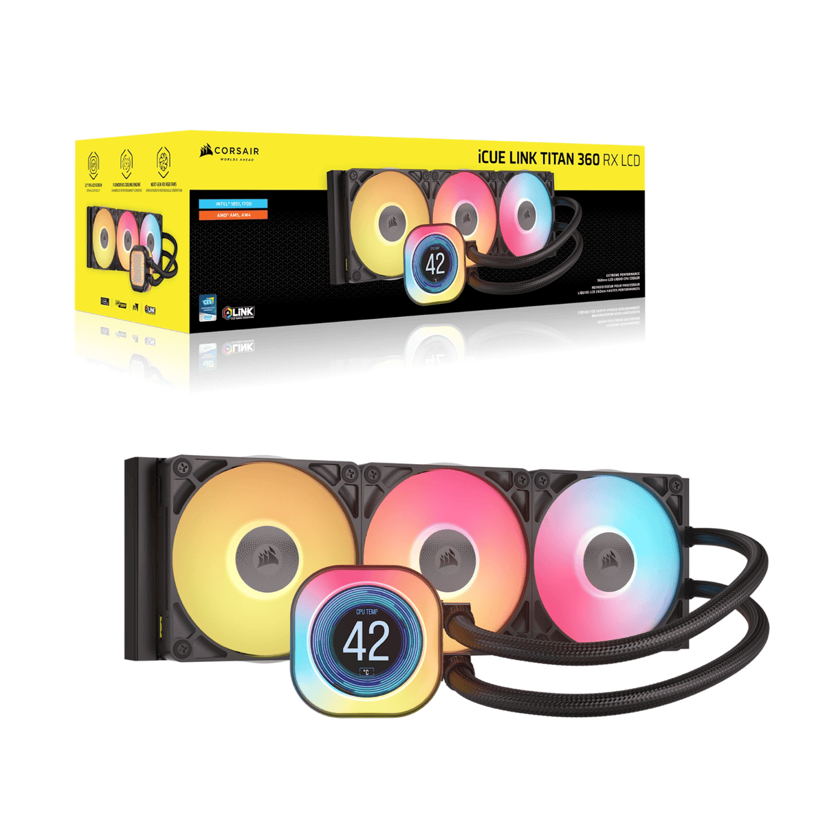 Corsair iCUE LINK TITAN 360 RX LCD Liquid CPU Cooler - Black-4