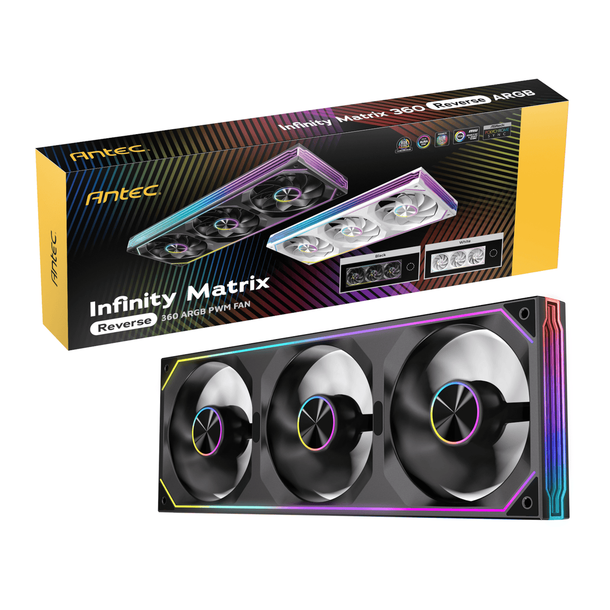 Antec INFINITY MATRIX PWM 360mm ARGB Reverse Case Fan Single Frame - Black-5