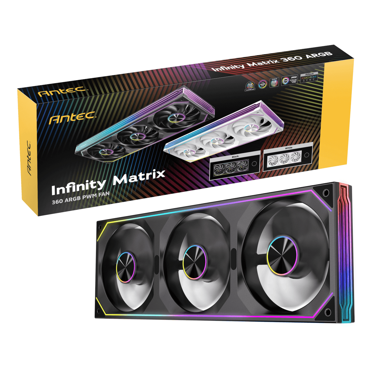 Antec INFINITY MATRIX PWM 360mm ARGB Case Fan Single Frame - Black-5
