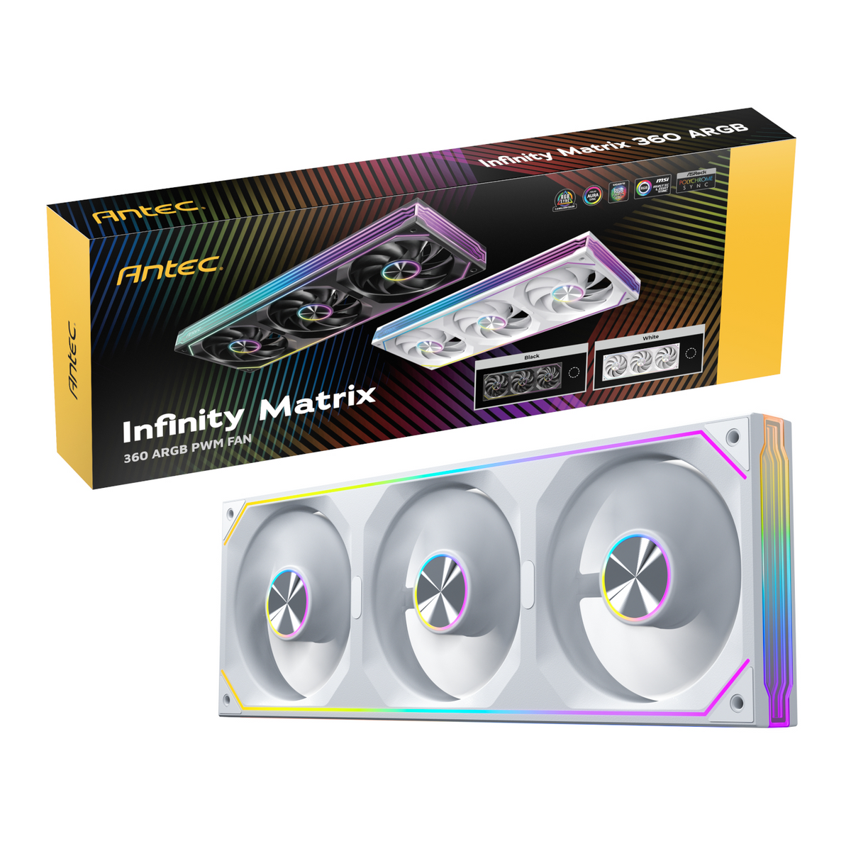 Antec INFINITY MATRIX PWM 360mm ARGB Case Fan Single Frame - White-5