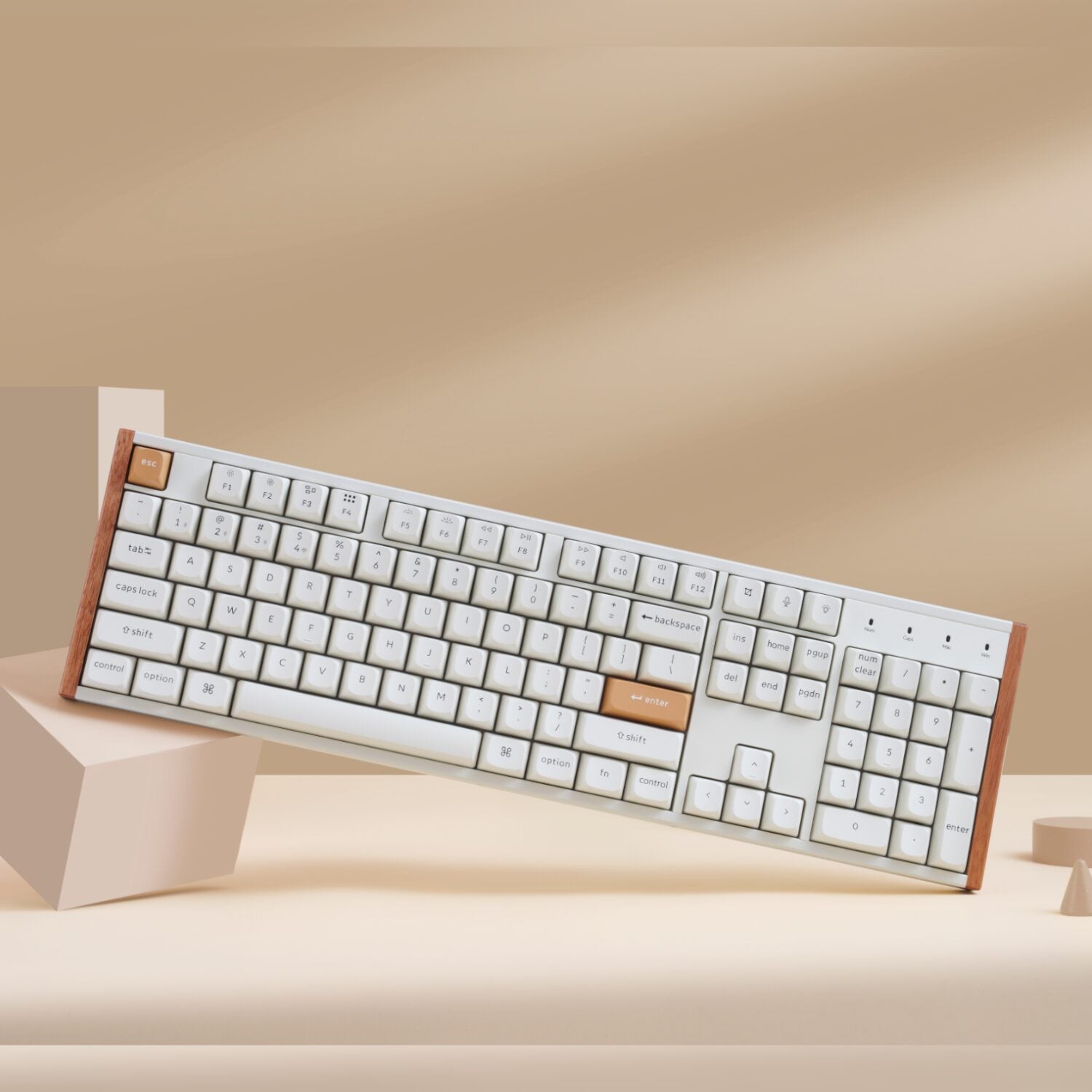 Keychron K10 HE Special Edition Full-size Hot-Swap Gateron Dbl-Rail Nebula Switch RGB Wireless Keyboard - White (Wood + Al)-5