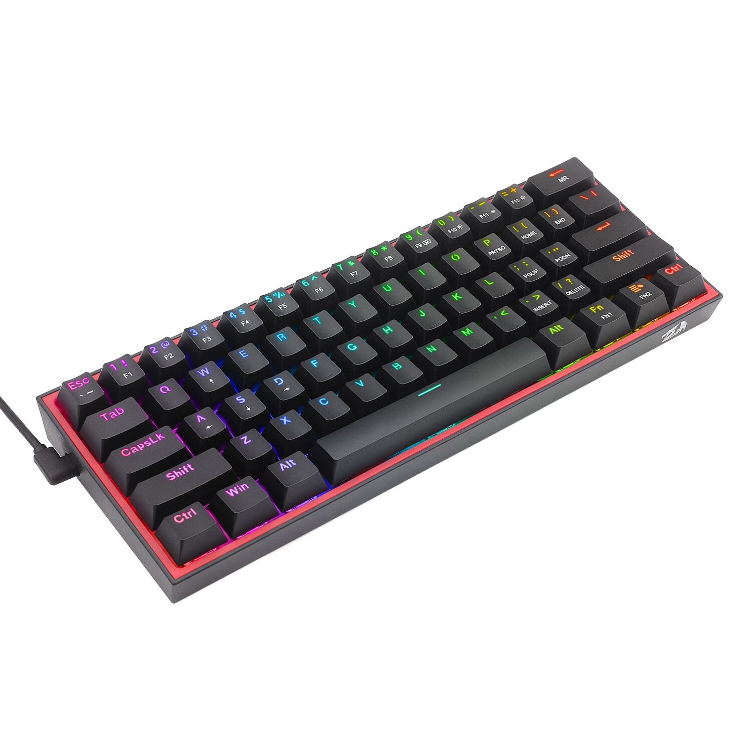 Redragon K616 FIZZ Pro 61-Key RGB Mechanical Gaming Keyboard – Black (60%, RGB, Wireless/Wired, Hot-Swappable)-4