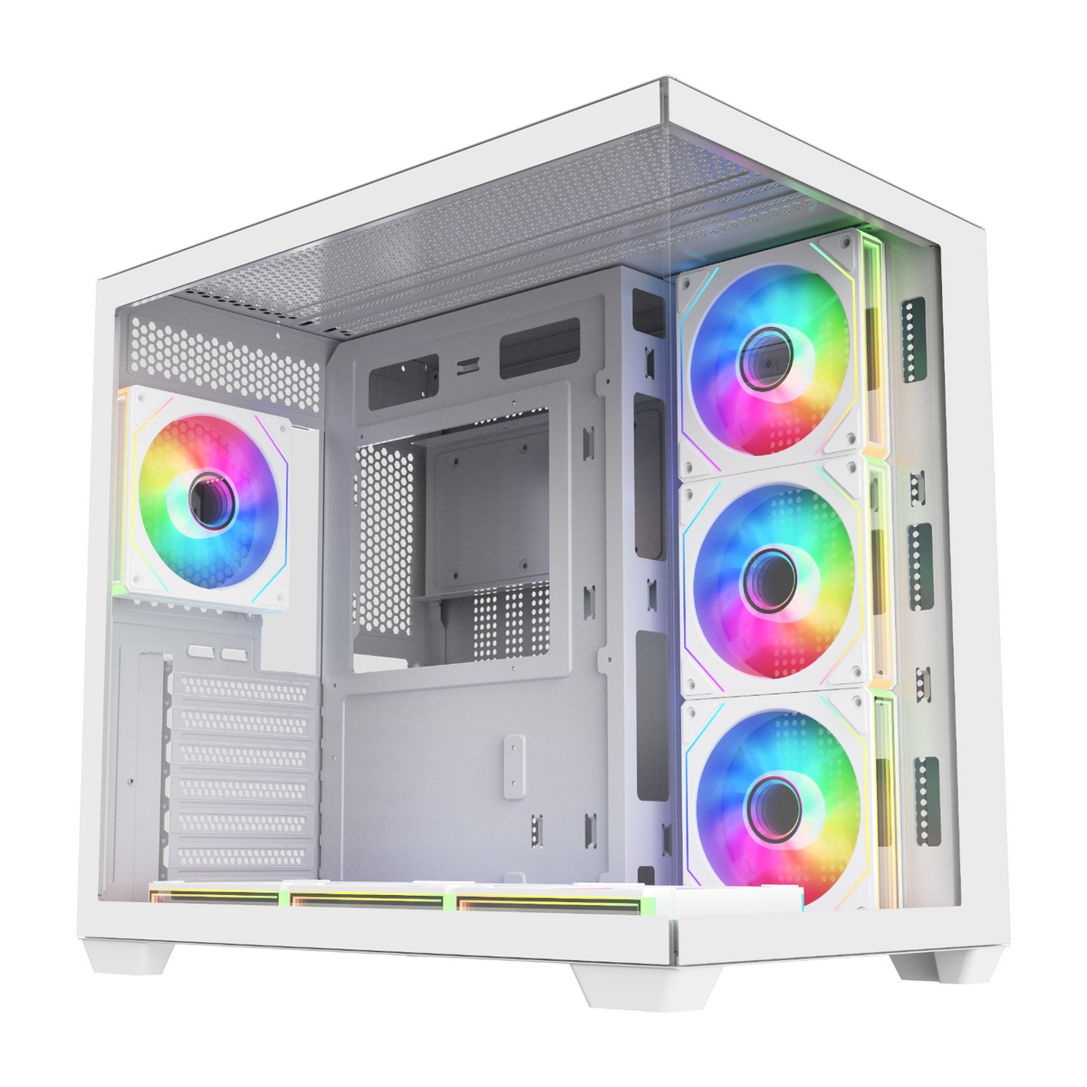 FSP M341 ATX Dual Chamber Mid Tower Gaming Chassis - White-0