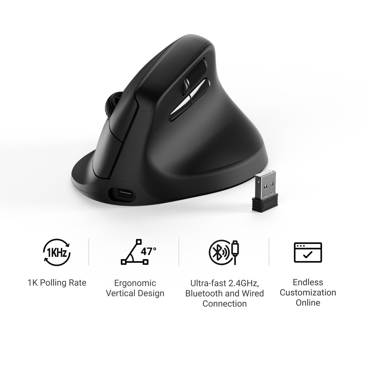 Keychron M5-A29 1K Wireless Mouse (BT/2.4GHz/Wired) - Black-5