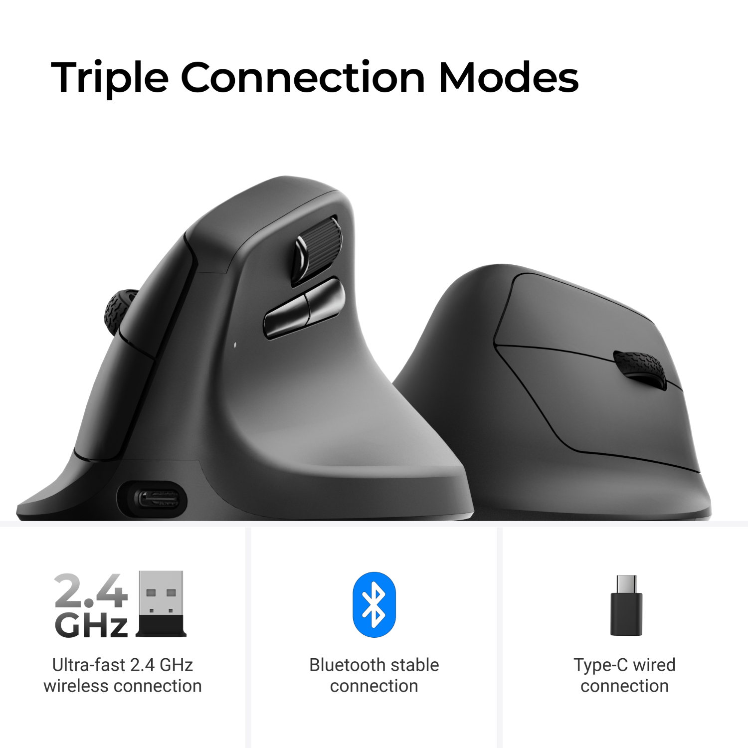 Keychron M5-A29 1K Wireless Mouse (BT/2.4GHz/Wired) - Black-6