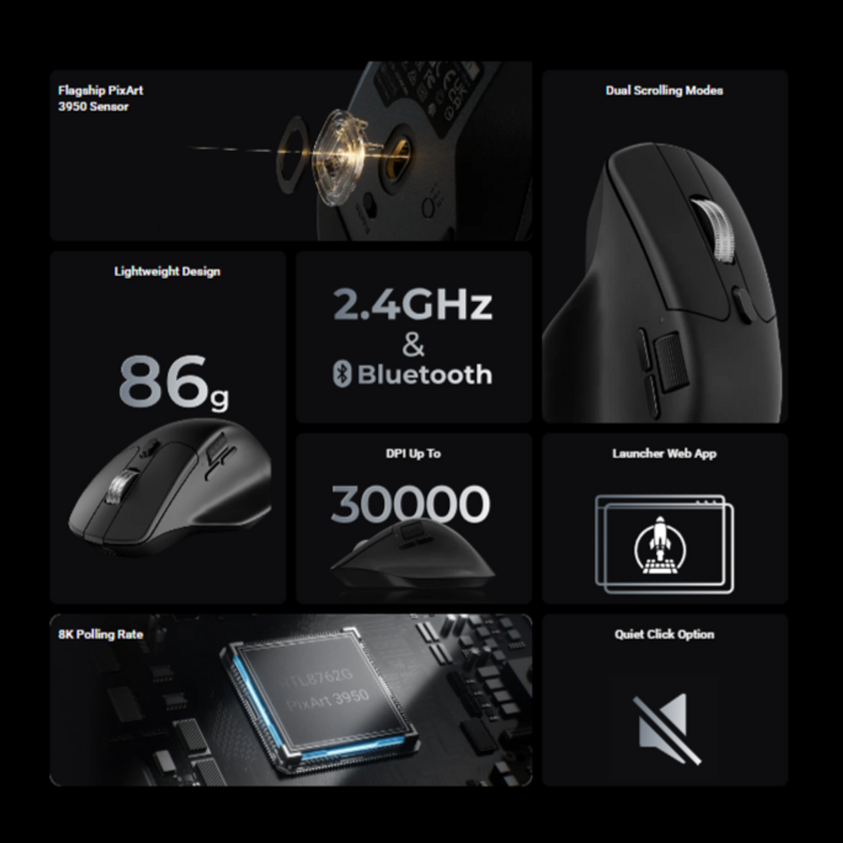 Keychron M6S-B72 1K Wireless Mouse (BT/2.4GHz/Wired) - Black-8