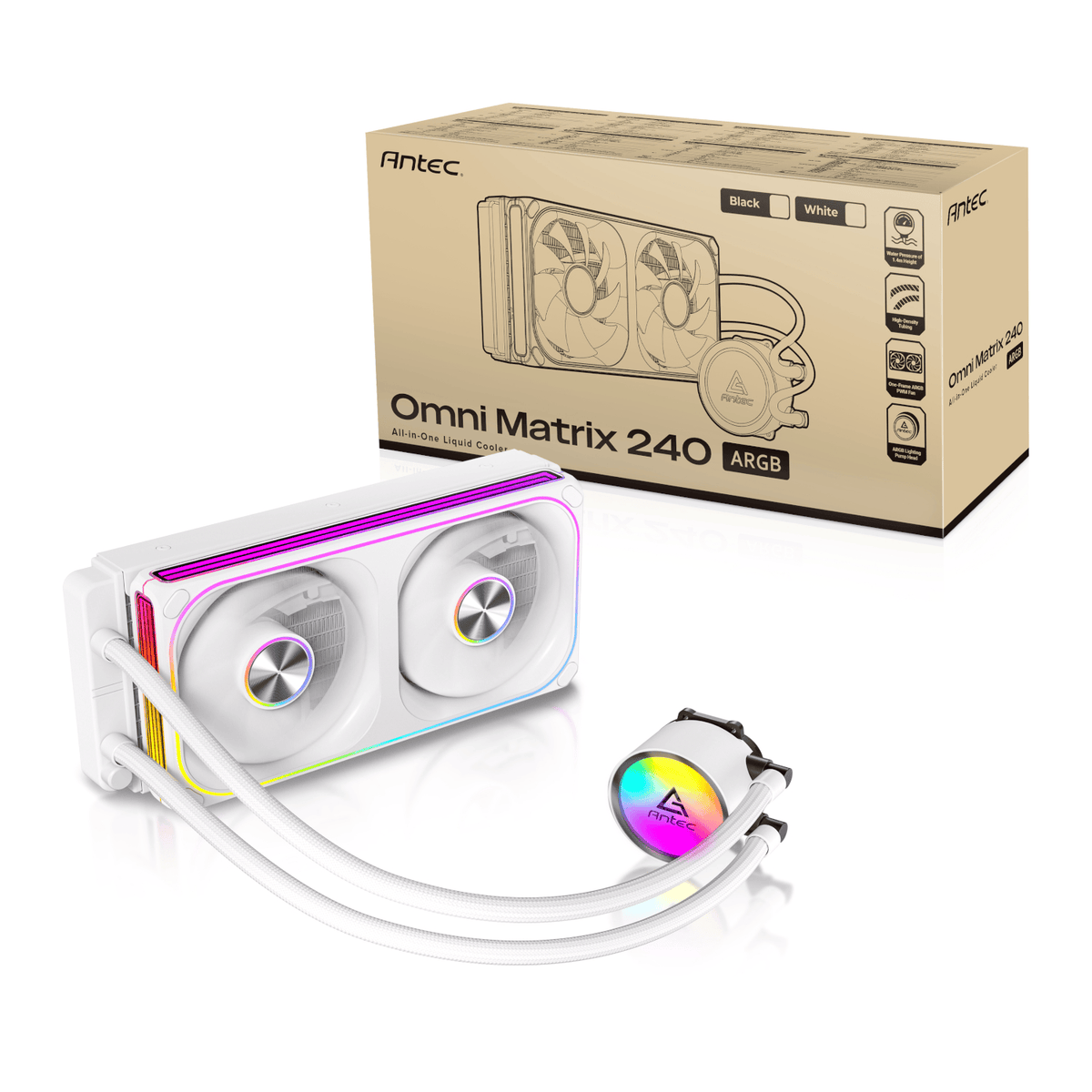 Antec Omni Matrix 240 ARGB CPU Liquid Cooler - White-5