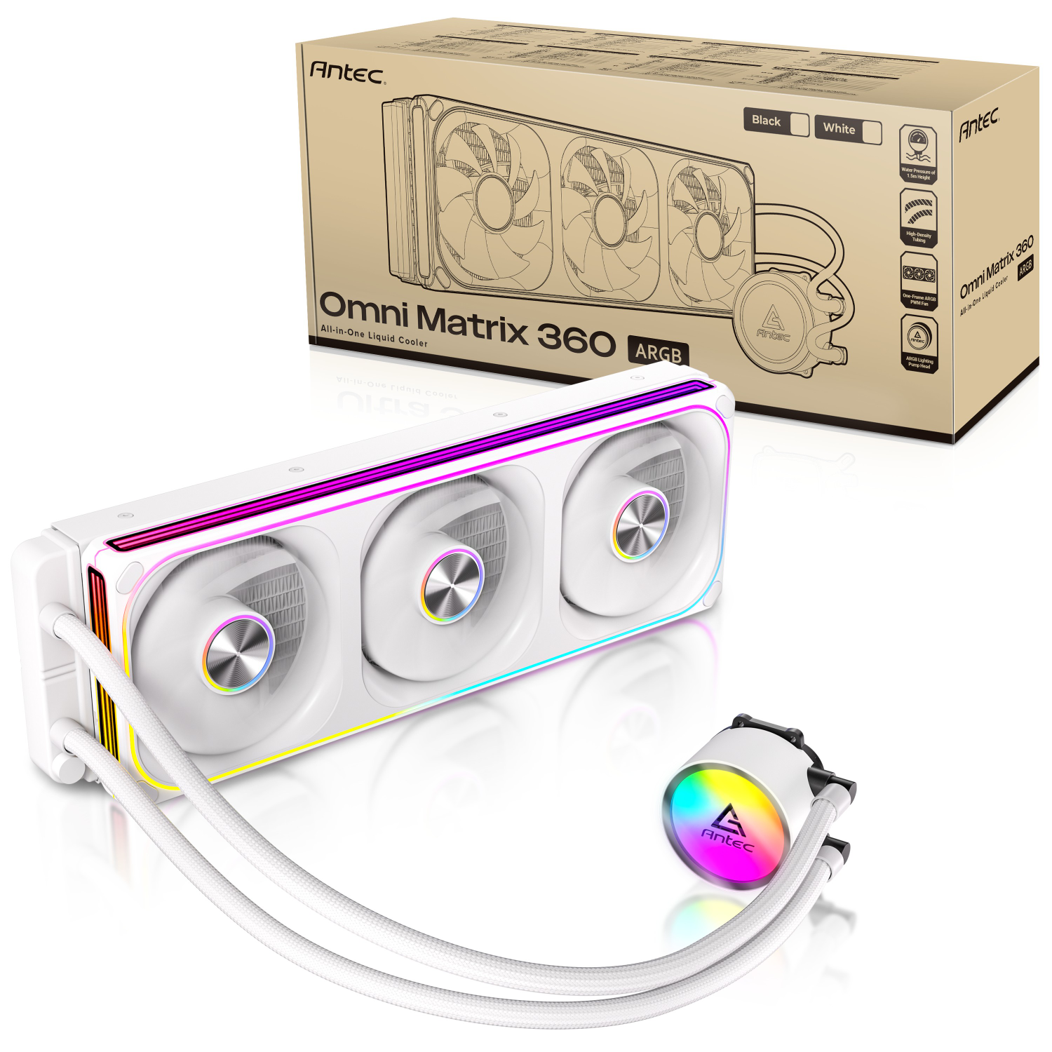 Antec Omni Matrix 360 ARGB CPU Liquid Cooler White-9