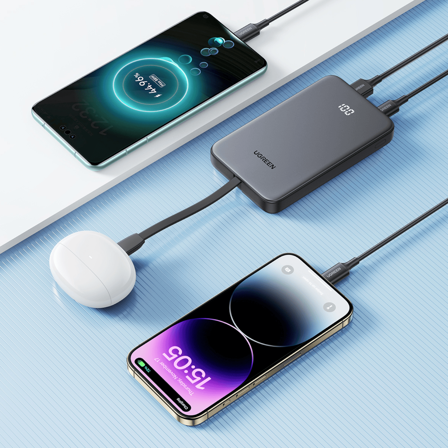 UGREEN 10000mAh 20W Power Bank with Built-in Cable-5