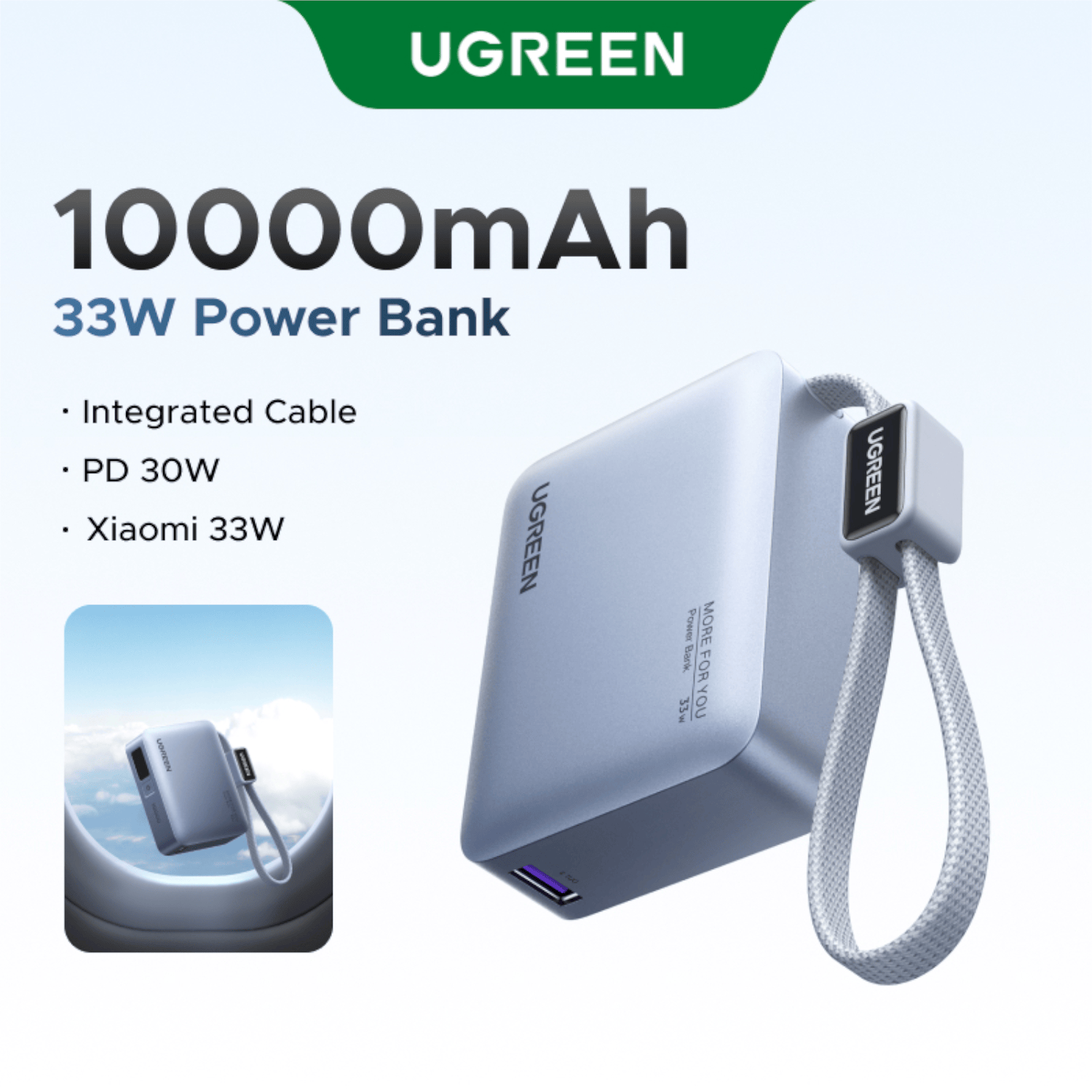 UGreen Nexode 10000mAh 30W Power Bank with Built-in USB Type-C Cable-5
