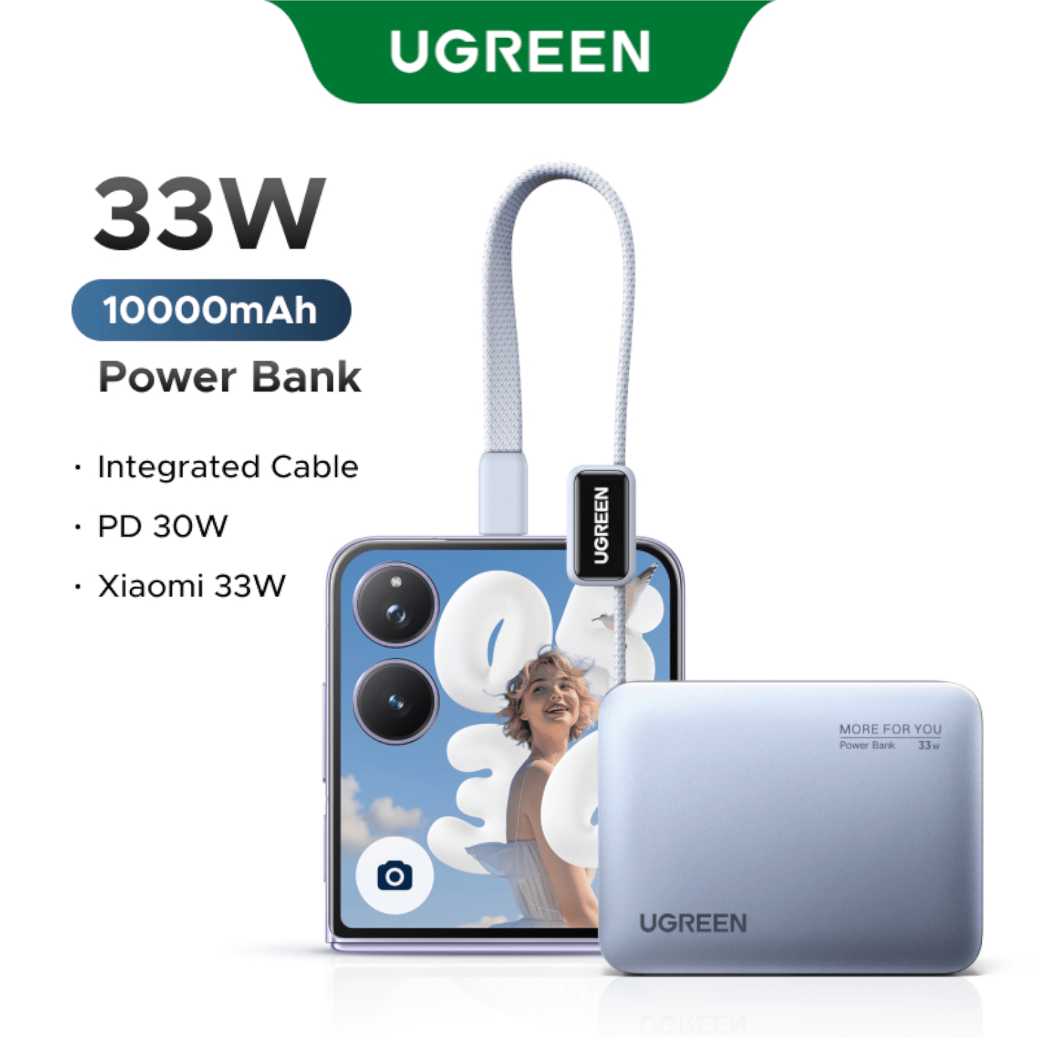 UGreen Nexode 10000mAh 30W Power Bank with Built-in USB Type-C Cable-6