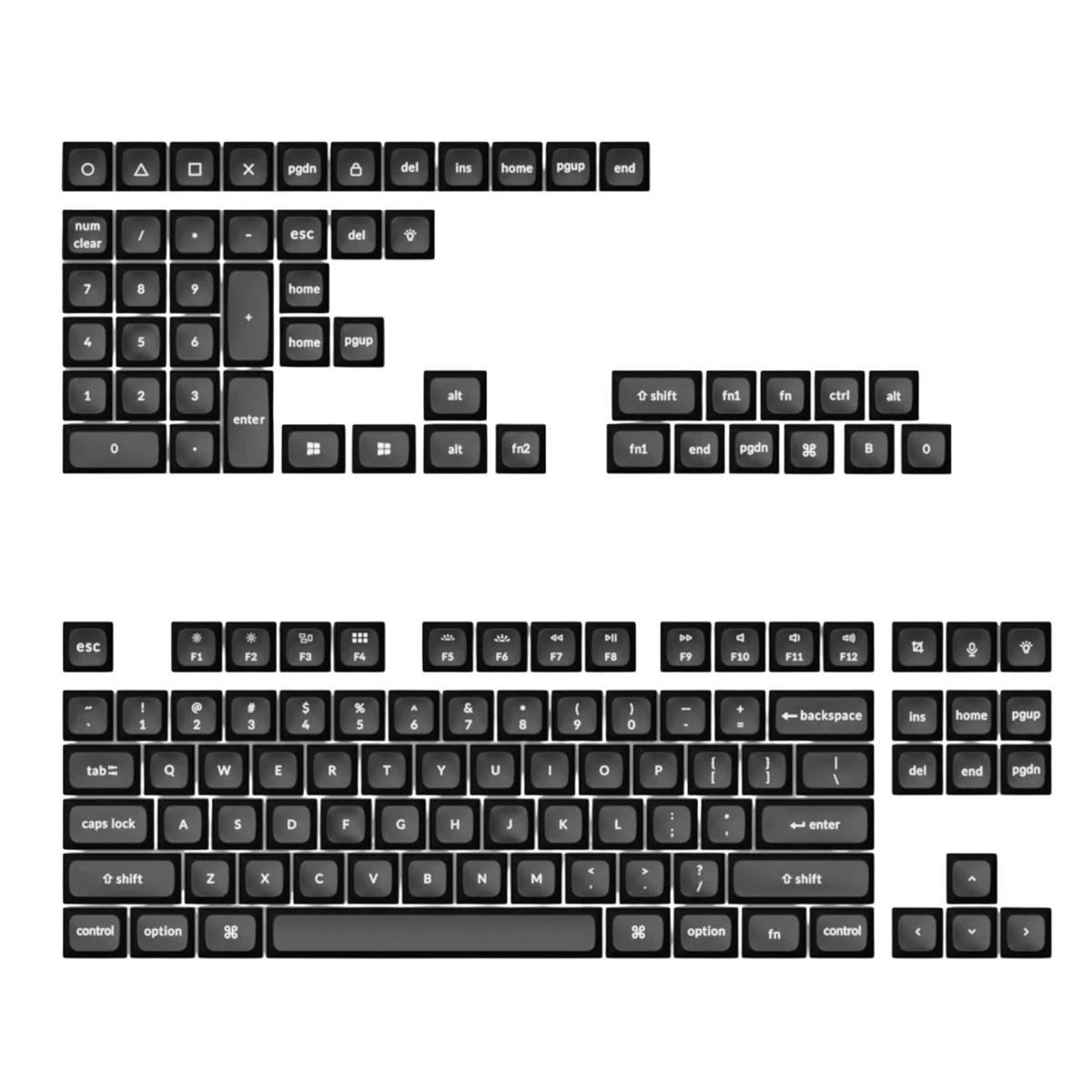 Keychron double Shot KSA PBTFull Keycap Set - White On Black-0