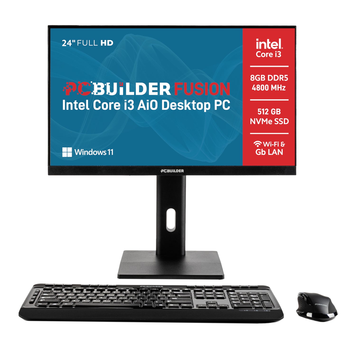 PCBuilder FUSION 24" Intel Core i3-12100 8GB DDR5 512GB Windows 11 AiO Desktop PC-0