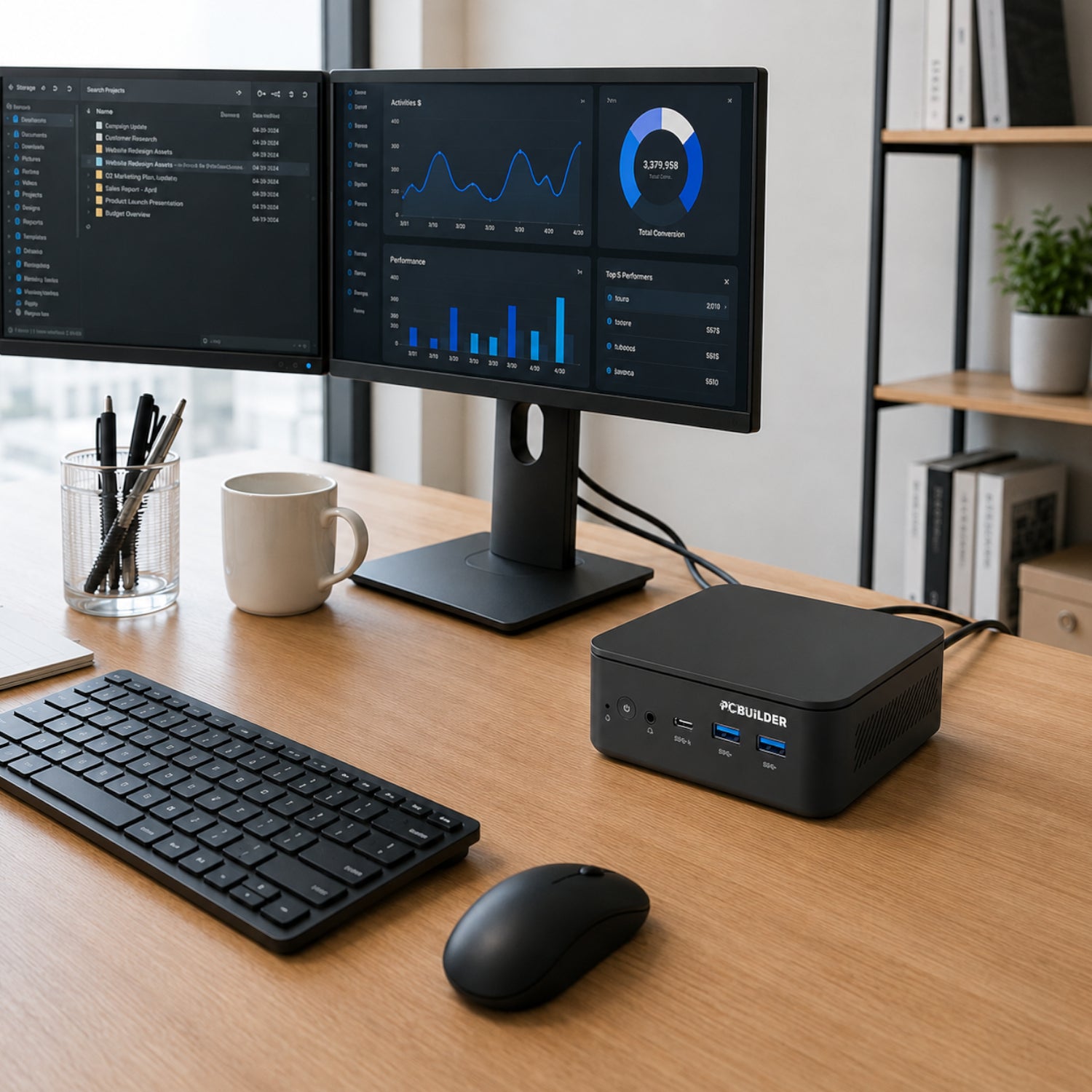 PCBuilder CUBE Intel Core 3-100U 16GB DDR5 512GB Windows 11 Pro Mini PC-5