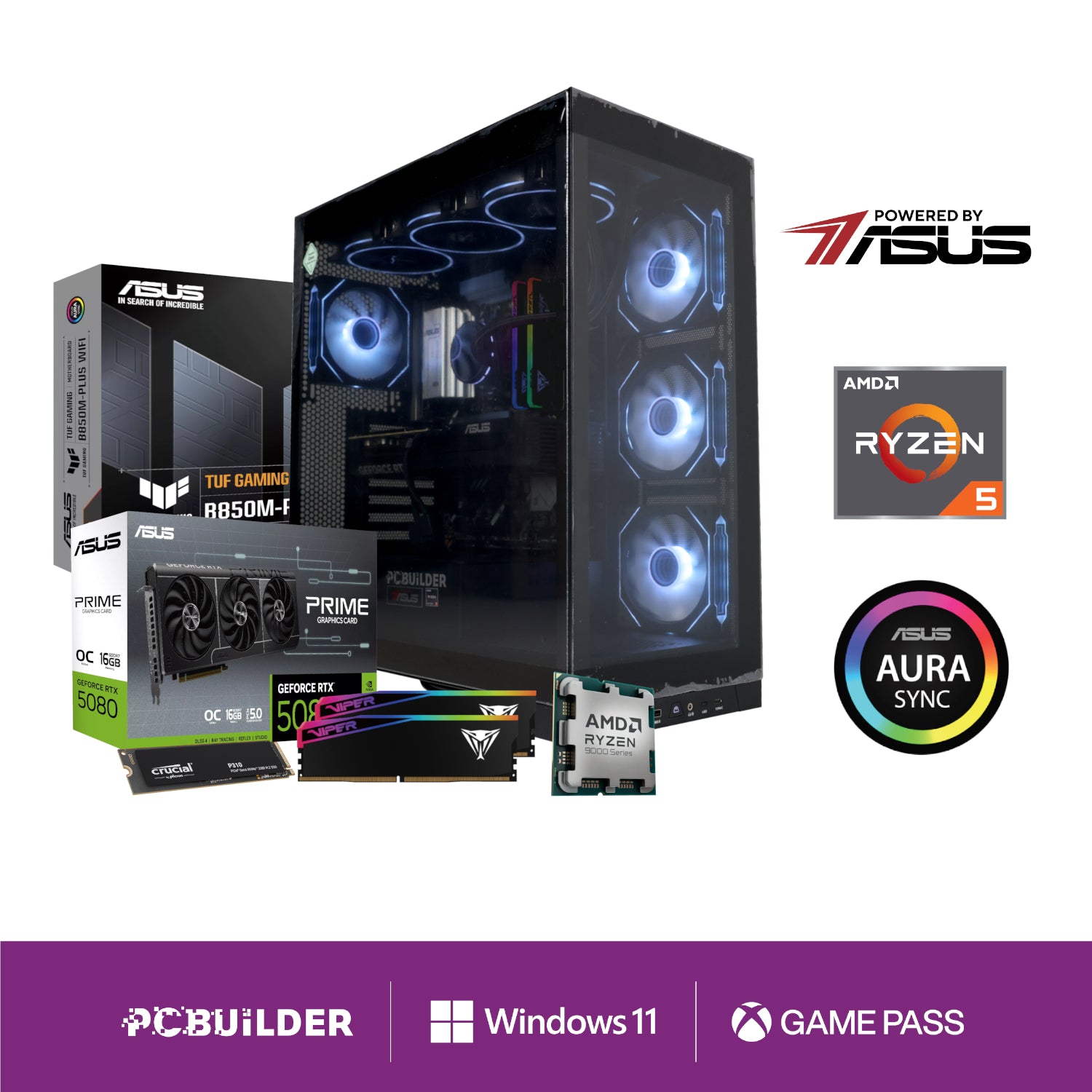 PCBuilder Ryzen 7 9850X3D ODYSSEY Windows 11 Gaming PC-0