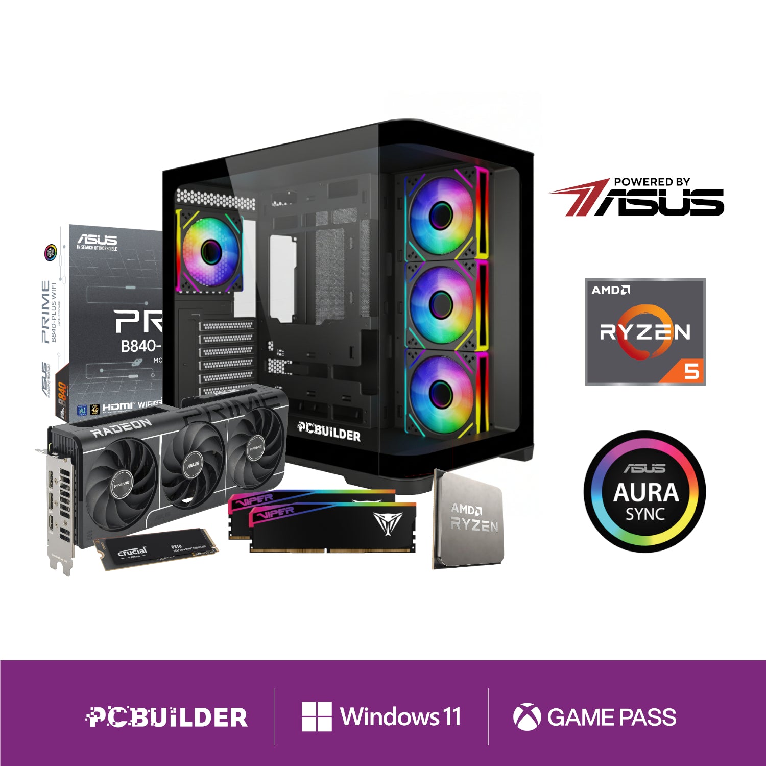 PCBuilder Ryzen 5 7600 SEEKER Windows 11 Gaming PC-0