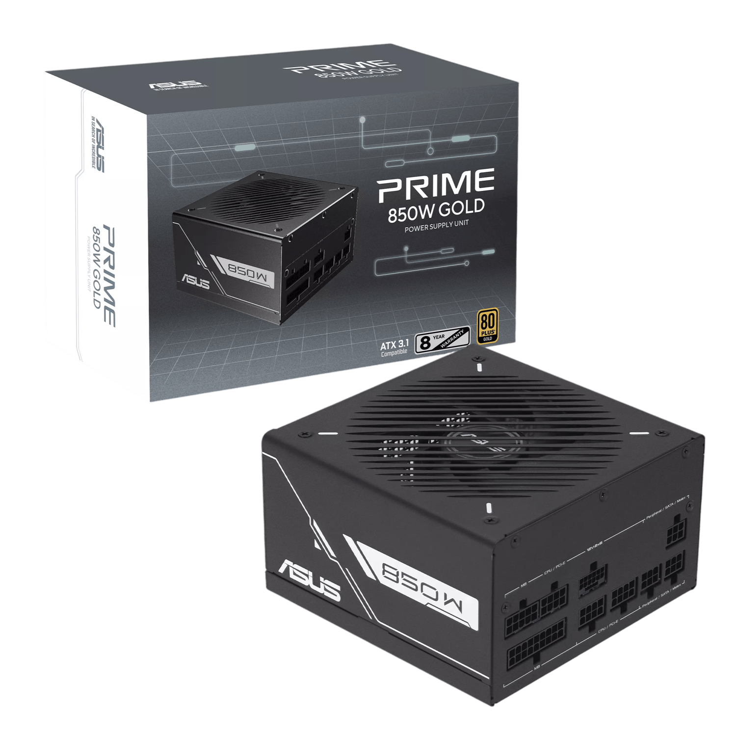 ASUS Prime 850W 80PLUS Gold Black Edition PCIe 5.0 Modular Power Supply-0