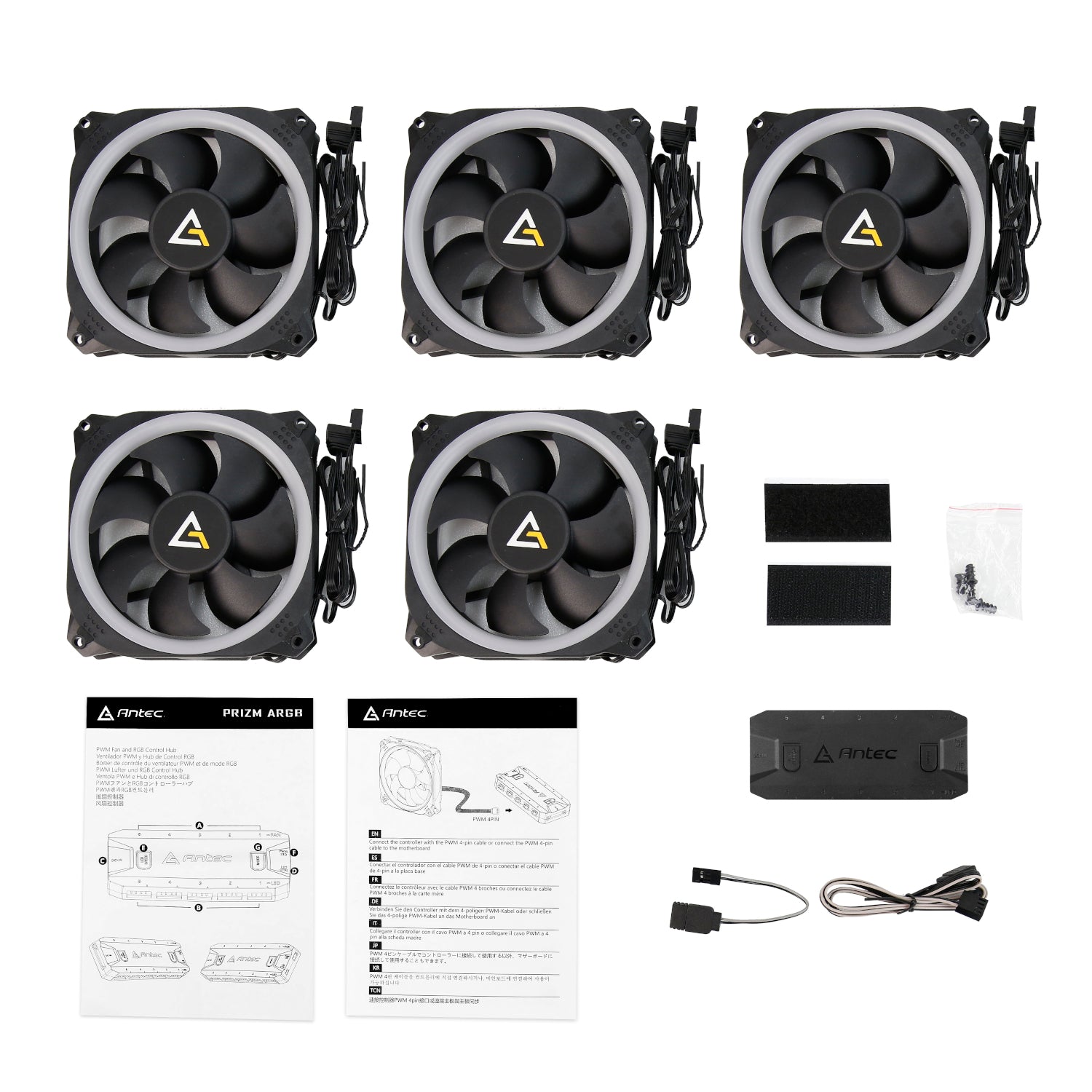Antec Prizm 120 ARGB Case Fan 5 Pack + Controller - Black-6