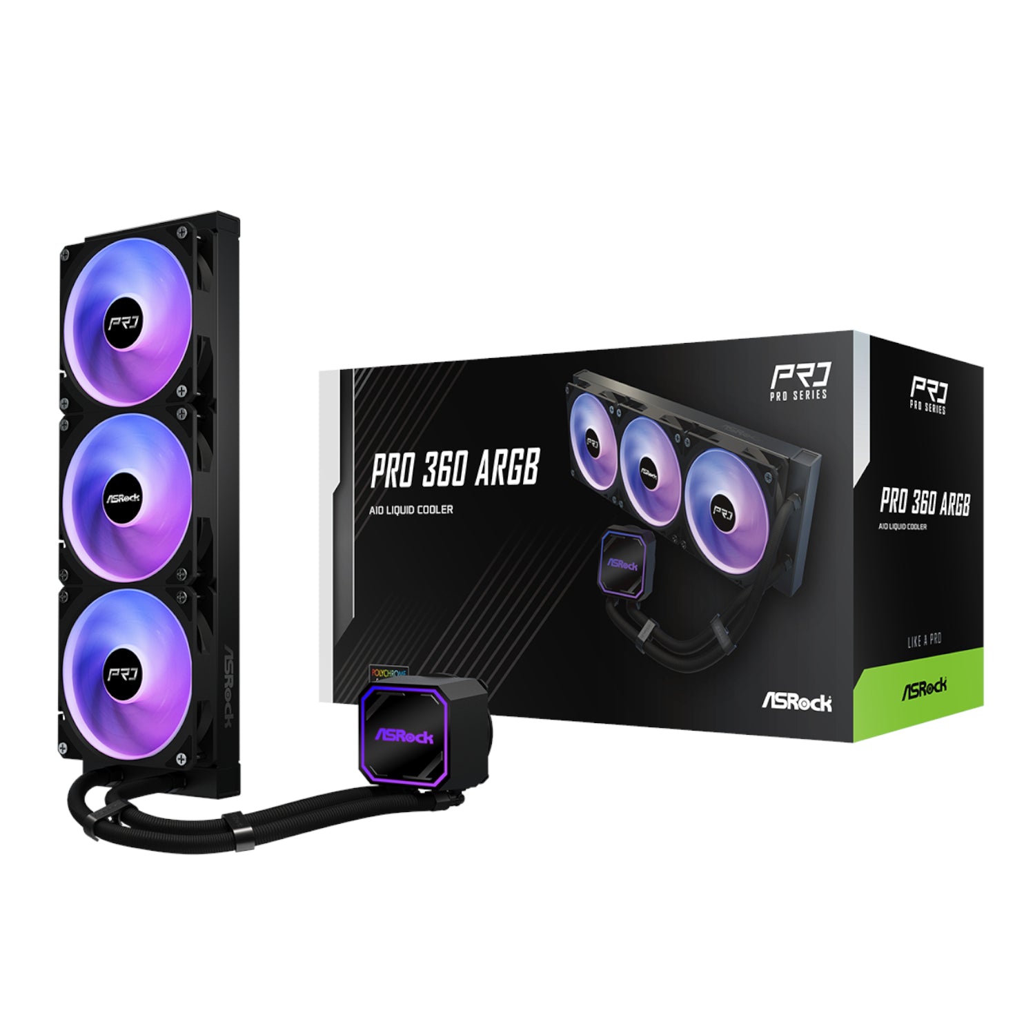 ASRock PRO 360 ARGB All-in-one Liquid CPU Cooler - Black-0