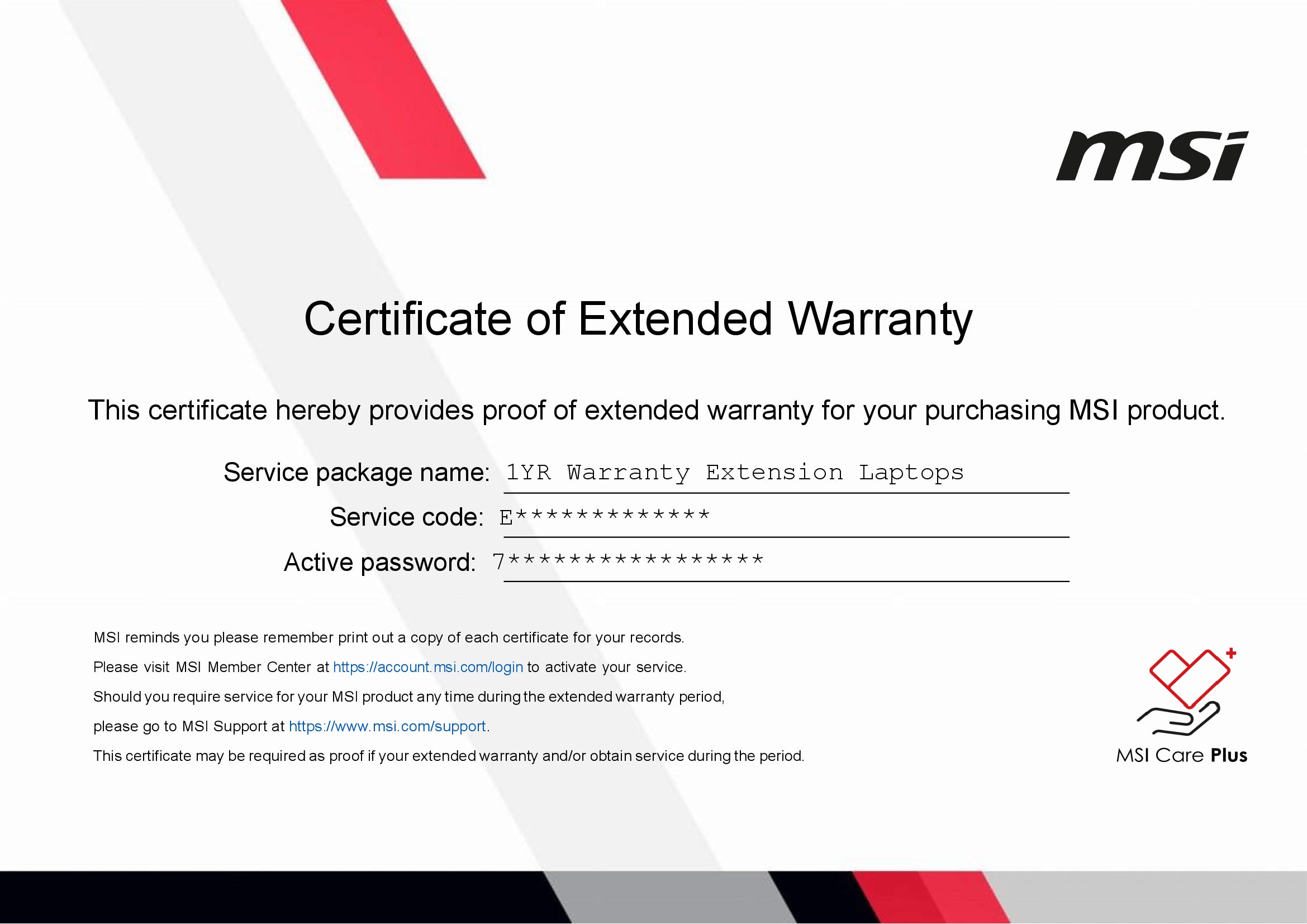 MSI WARRANTY EXTENSION/ 1+ YEAR EXTENSION-0
