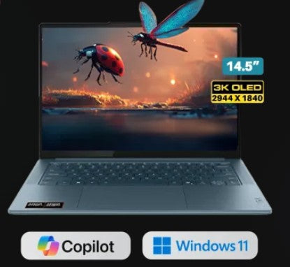 Lenovo Yoga Pro7 / 14ASP10 / 14.5" 3K 2944x1840 / OLED / Teal / AMD Ryzen_AI_9_365 / 32GB Soldered LPDDR5X-8000 / 1TB SSD M.2 2242 PCIe 4.0x4 NVMe / Backlit K/B / Win11 Home / 2YR On-Site-0