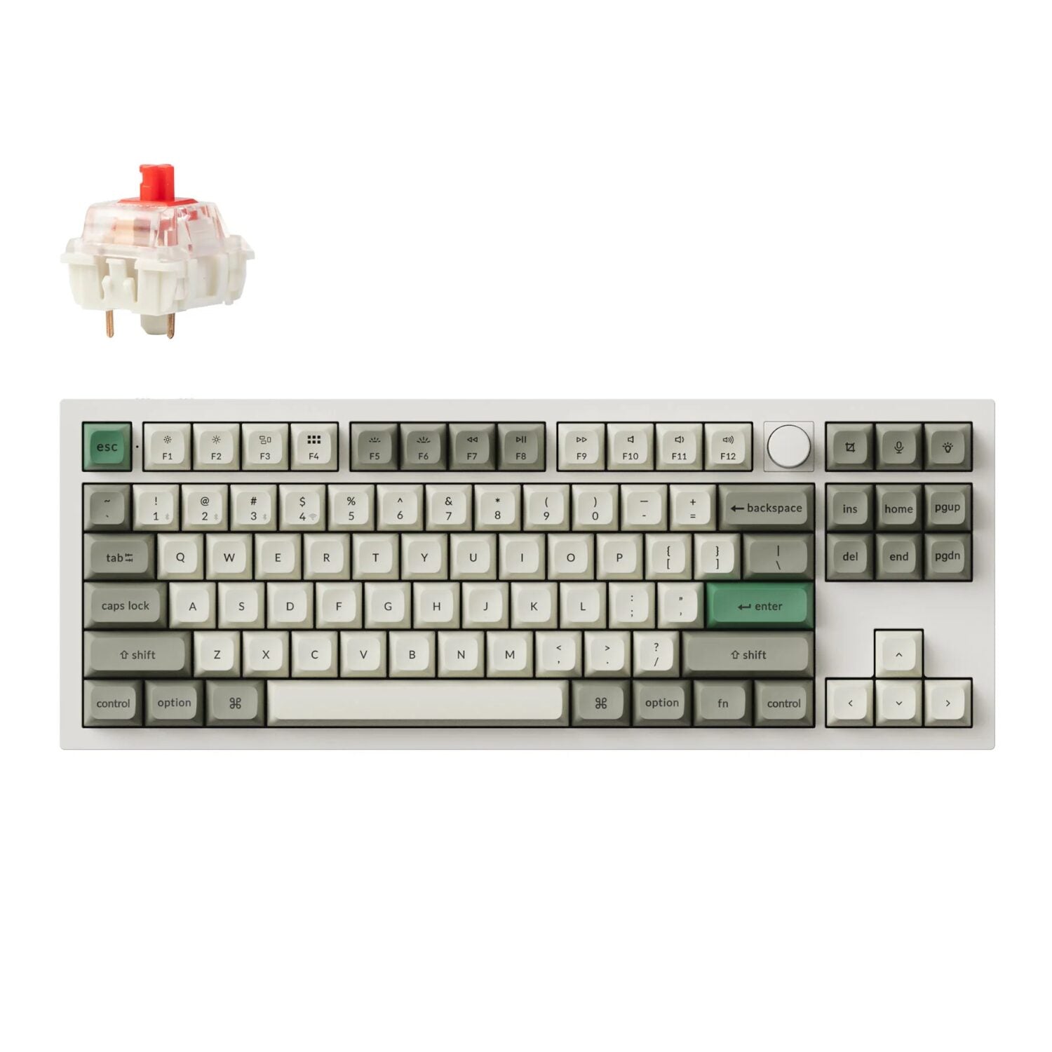 Keychron Q3 Max 80% Full Assembled Knob Red Switch Hot-Swap Gateron Jupiter RGB Wireless Keyboard - Shell White-0