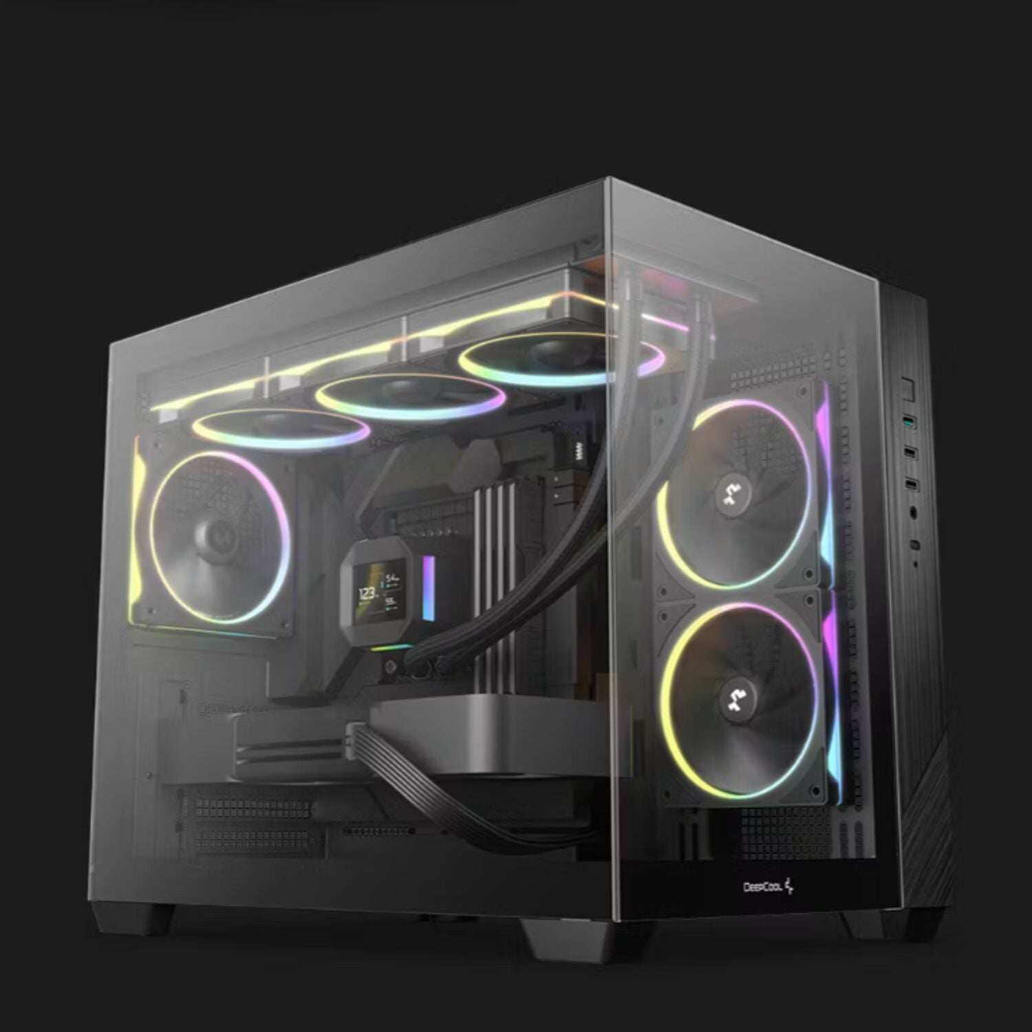 Deepcool CG330 3F Panoramic Dual-Chamber Micro-ATX Gaming Chassis - Black-3
