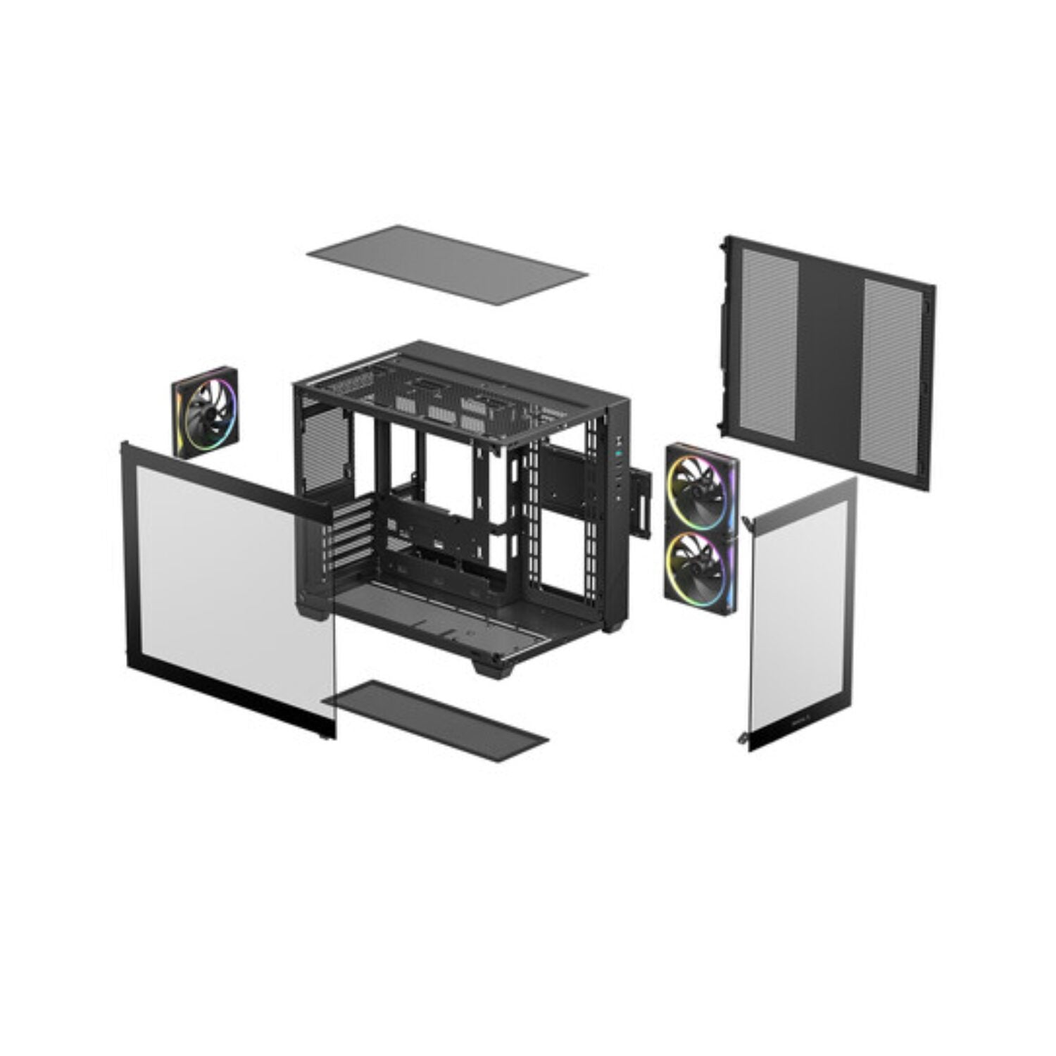 Deepcool CG330 3F Panoramic Dual-Chamber Micro-ATX Gaming Chassis - Black-11