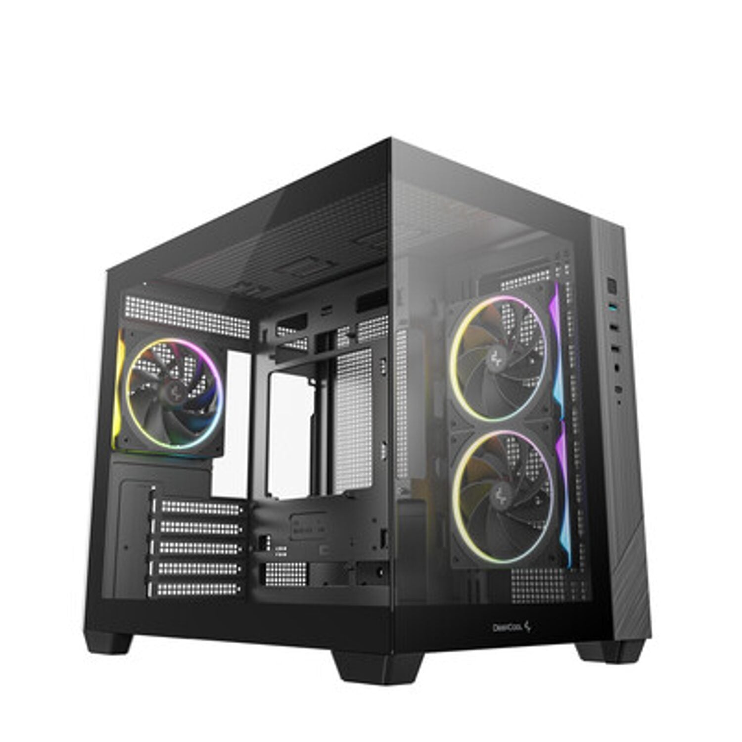 Deepcool CG330 3F Panoramic Dual-Chamber Micro-ATX Gaming Chassis - Black-0