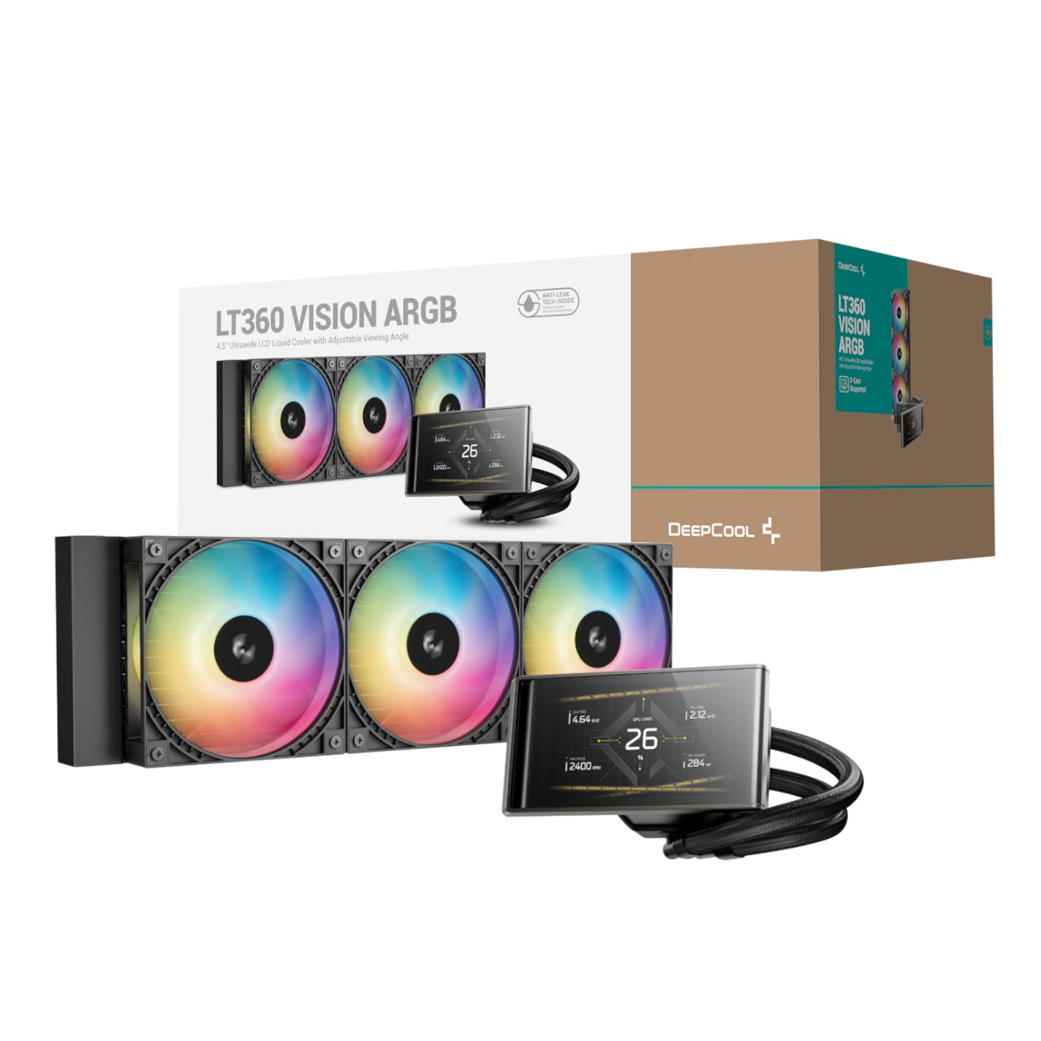 DeepCool LT360 VISION ARGB 4.5" LCD All-in-one CPU Liquid Cooler - Black-0