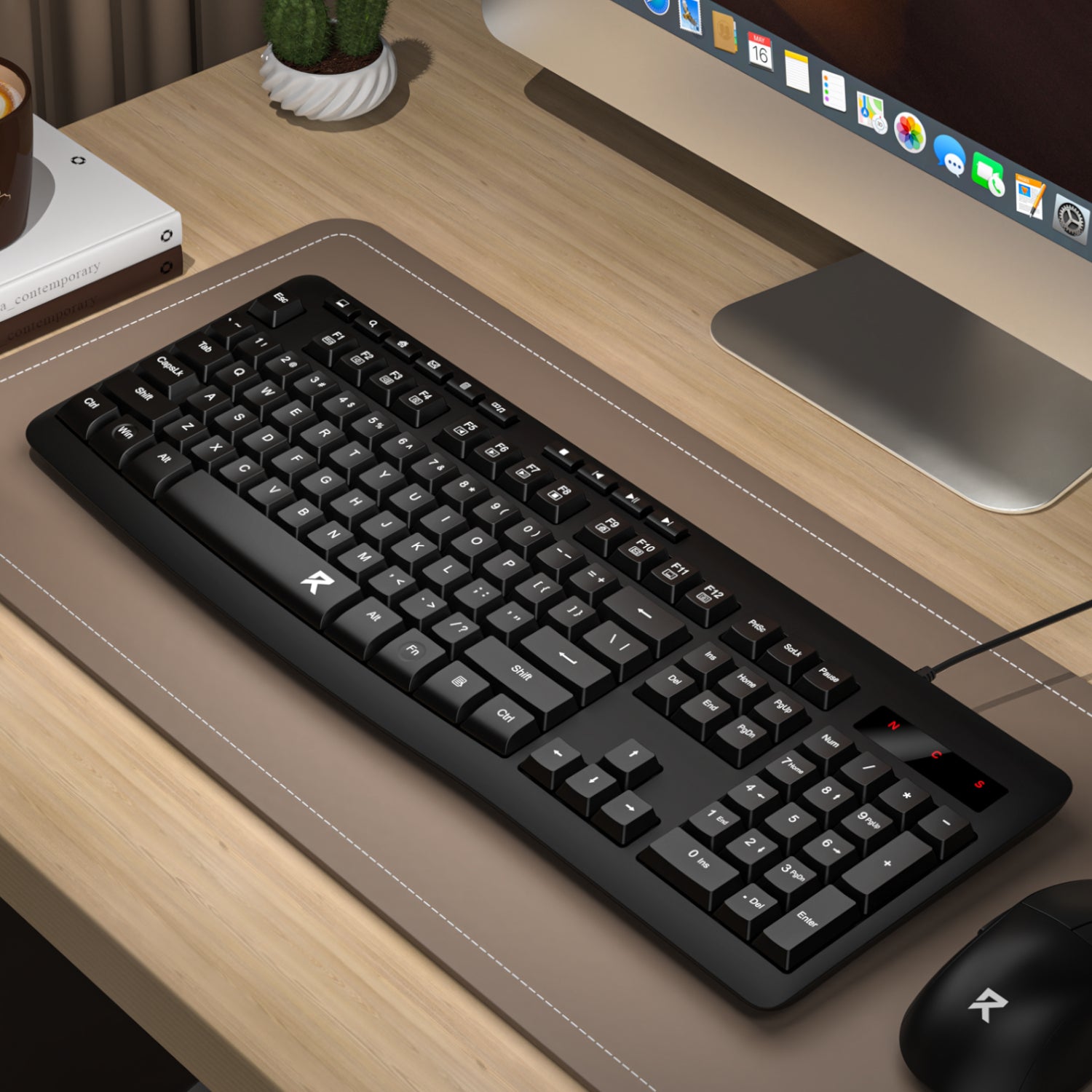 Redragon BK-7366 Full-size Ergonomic Membrane Office Keyboard - Black-4