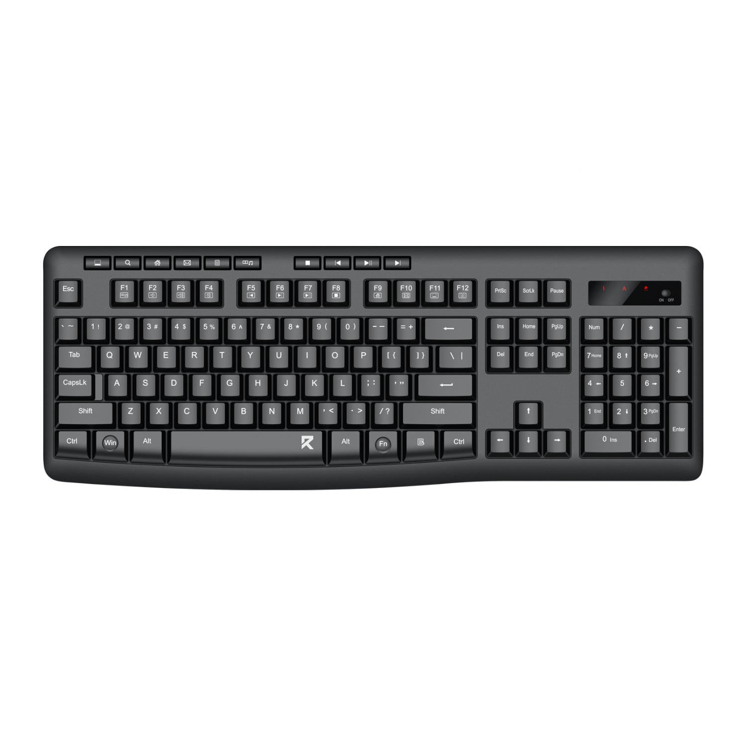 Redragon BK-7367 Full-size Ergonomic Wireless Membrane Office Keyboard - Black-0