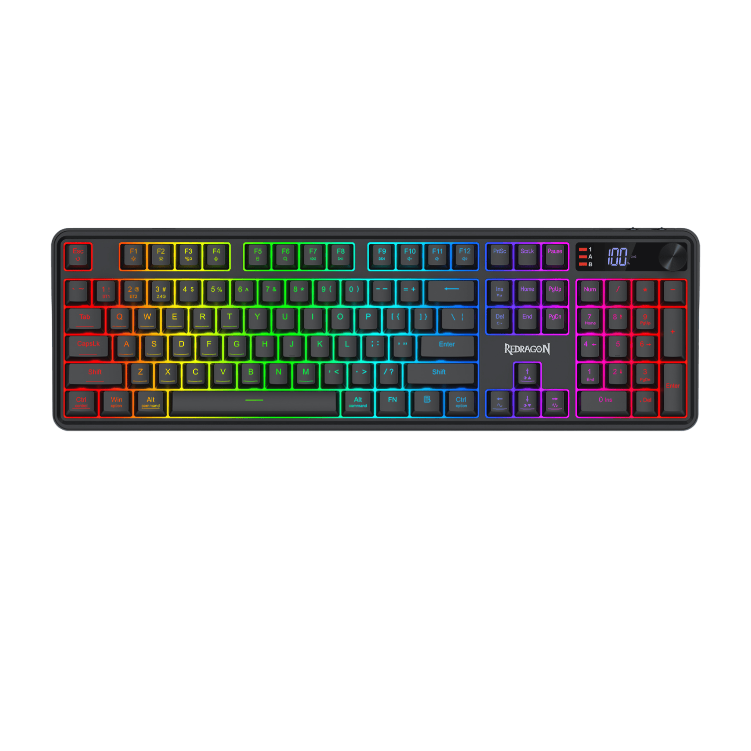 Redragon RM104 PRO VOLCANO RGB Wireless Membrane Gaming Keyboard - Black-0