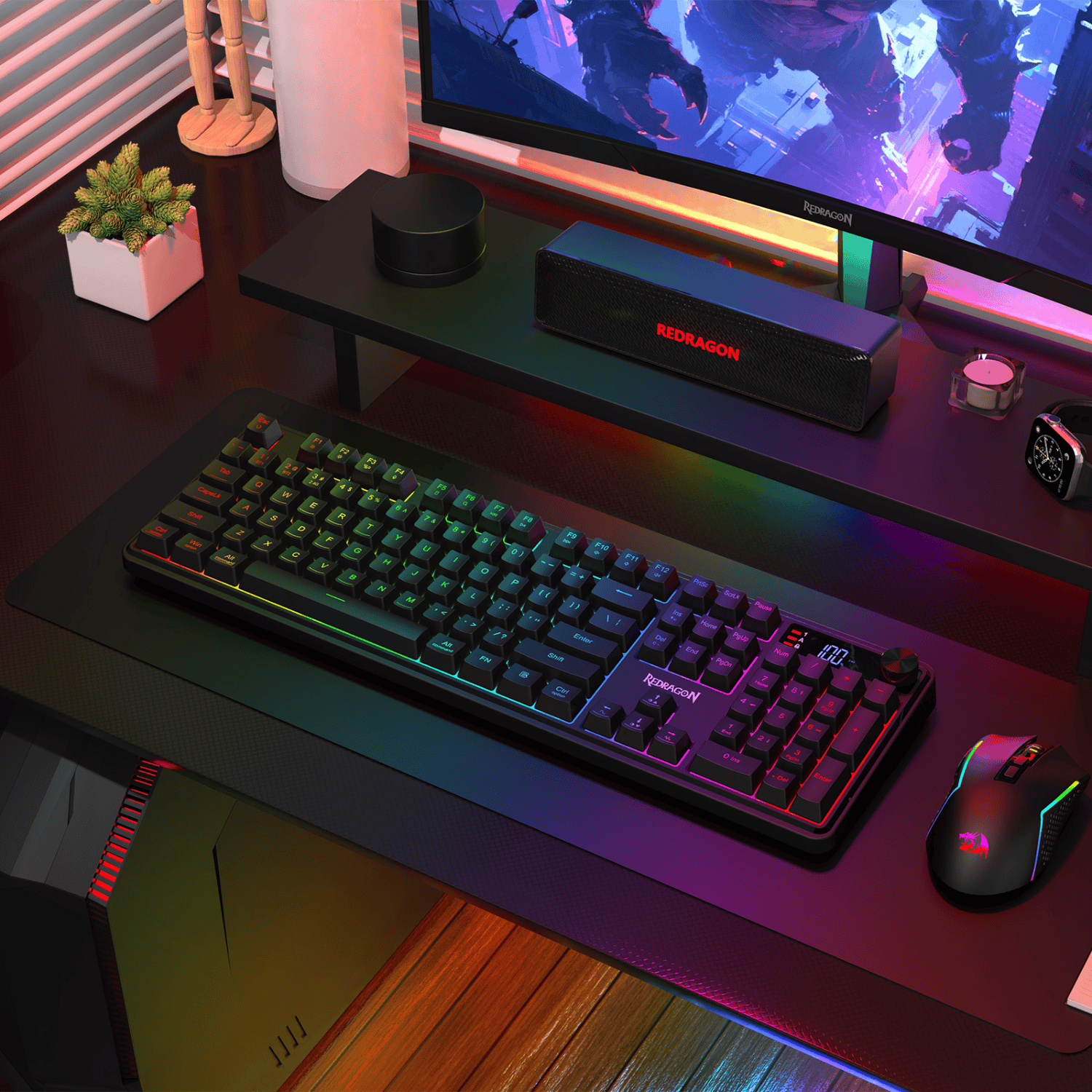 Redragon RM104 PRO VOLCANO RGB Wireless Membrane Gaming Keyboard - Black-5