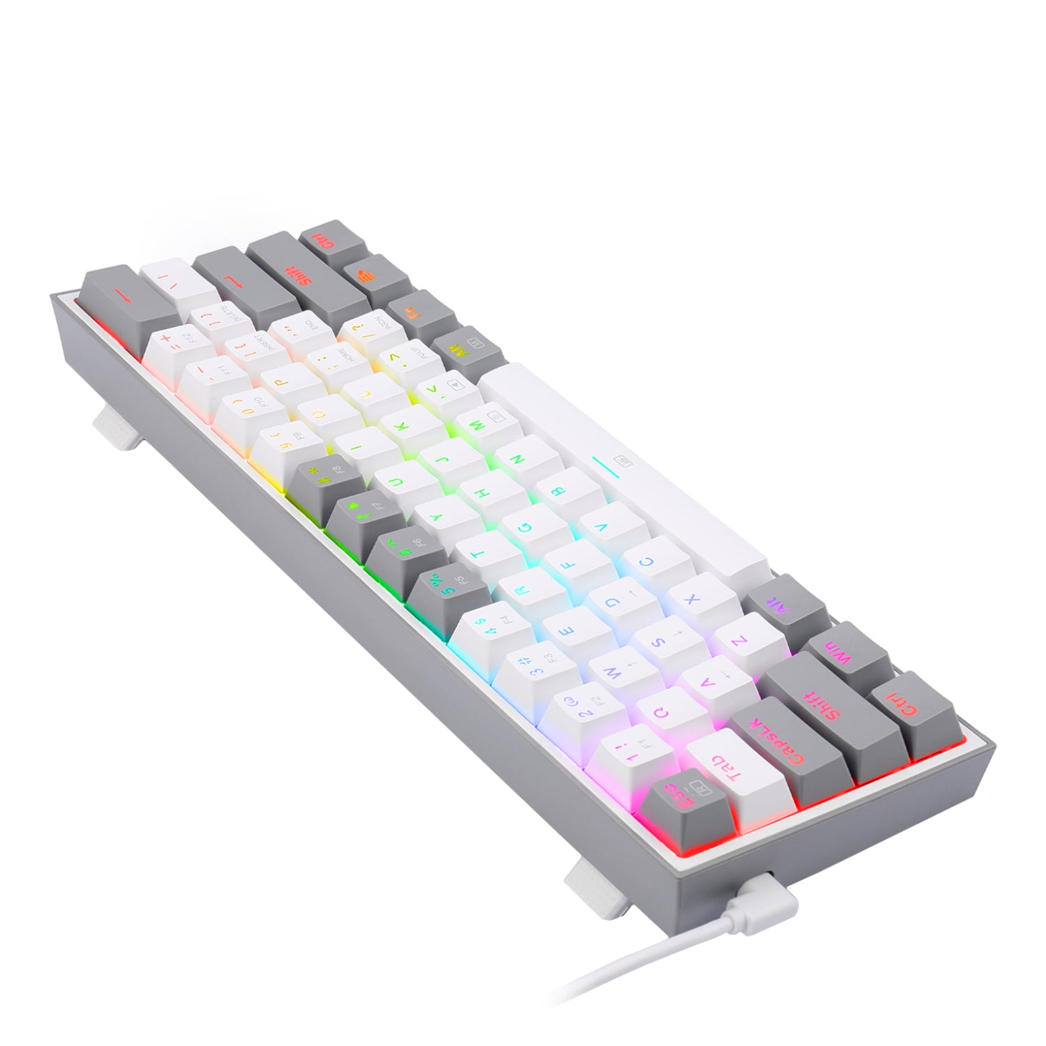 Redragon K617 FIZZ 60% Wired RGB Gaming Keyboard - White/Grey-4