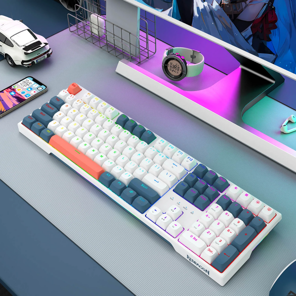 Redragon TRUNDLE RGB Wireless Mechanical Keyboard - White-5